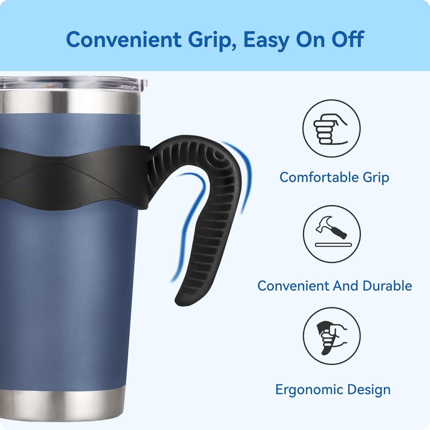 Activity Tumbler Handle for YETI Rambler 20 oz,Anti Slip Travel Mug Grip Cup Holder for Sumwill, Ozark Trail,Sic and More 20OZ Mugs, BPA FREE - Image 4
