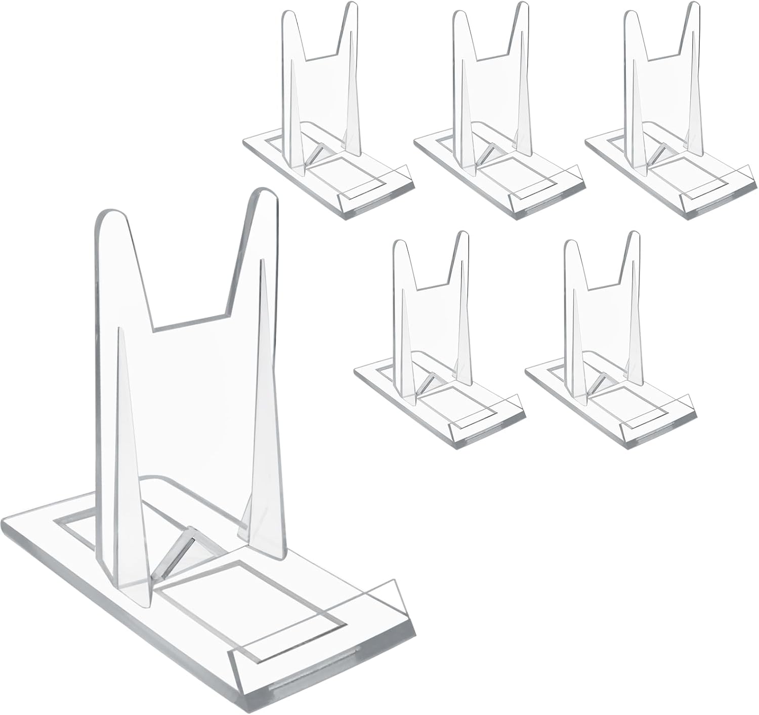 Biaungdo 6 Pcs Acrylic Book Display Stand, Adjustable Clear Display Holder Easel Collector Stand, Compact Desktop Stand for Photos, Postcard, Magazine, Artworks - Image 1
