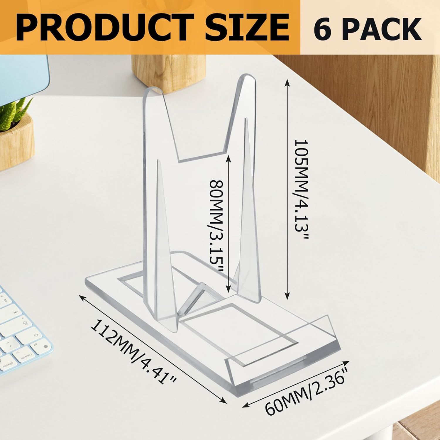 Biaungdo 6 Pcs Acrylic Book Display Stand, Adjustable Clear Display Holder Easel Collector Stand, Compact Desktop Stand for Photos, Postcard, Magazine, Artworks - Image 2