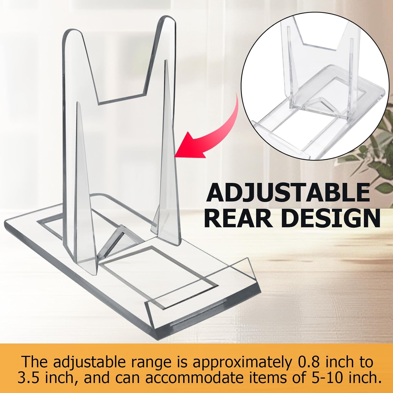 Biaungdo 6 Pcs Acrylic Book Display Stand, Adjustable Clear Display Holder Easel Collector Stand, Compact Desktop Stand for Photos, Postcard, Magazine, Artworks - Image 3