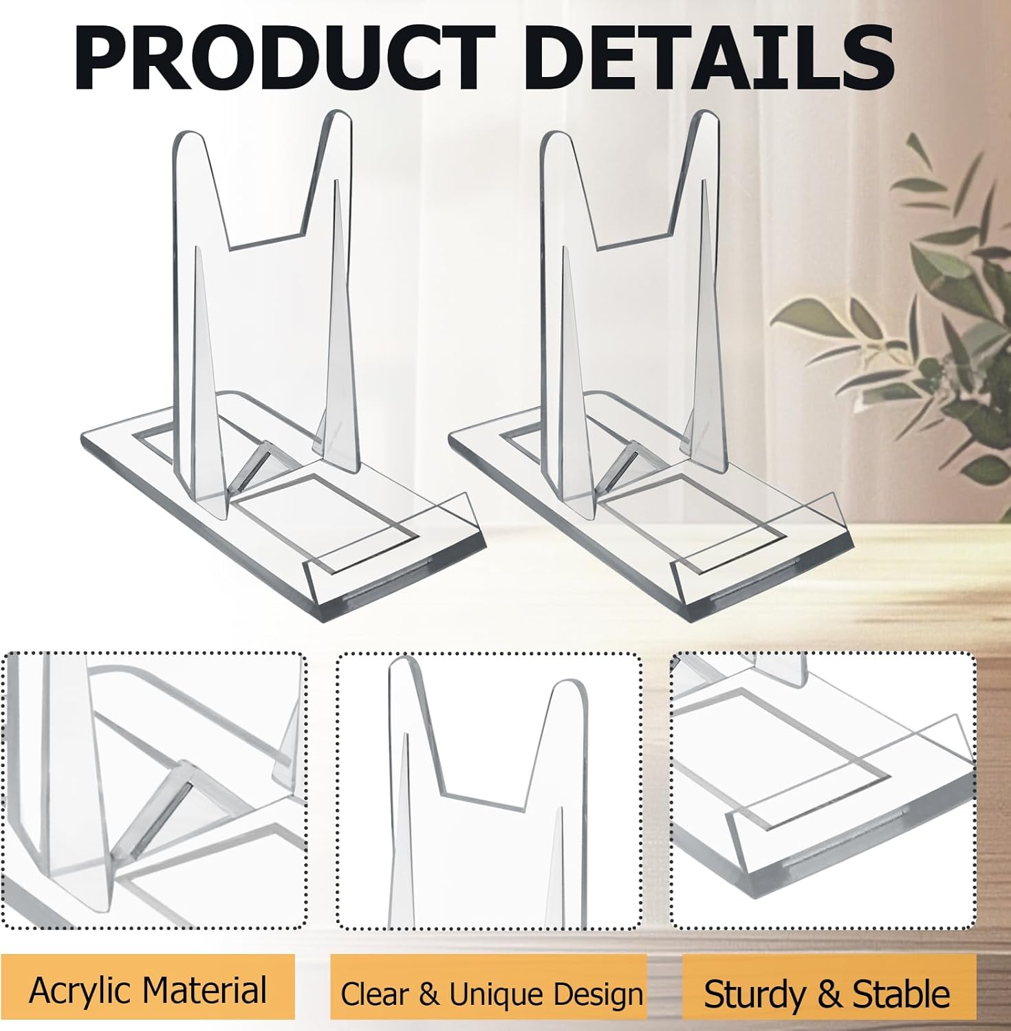 Biaungdo 6 Pcs Acrylic Book Display Stand, Adjustable Clear Display Holder Easel Collector Stand, Compact Desktop Stand for Photos, Postcard, Magazine, Artworks - Image 4