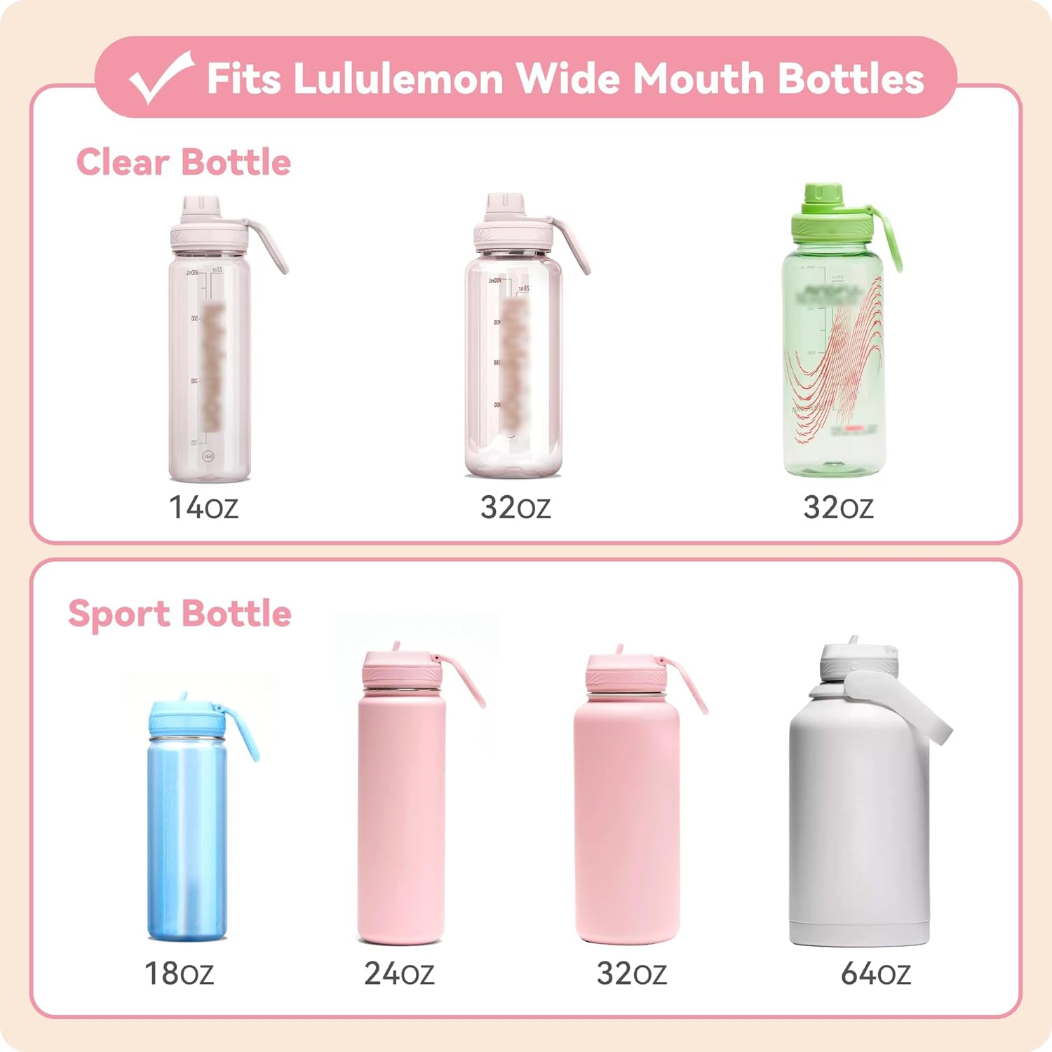 Spout Lid for Lululemon Sport Water Bottle 18/24/32/64 OZ & Clear Bottle 24/32 OZ, Water Bottle Replacement Lid with Ergonomic Handle, BPA-Free - Image 2