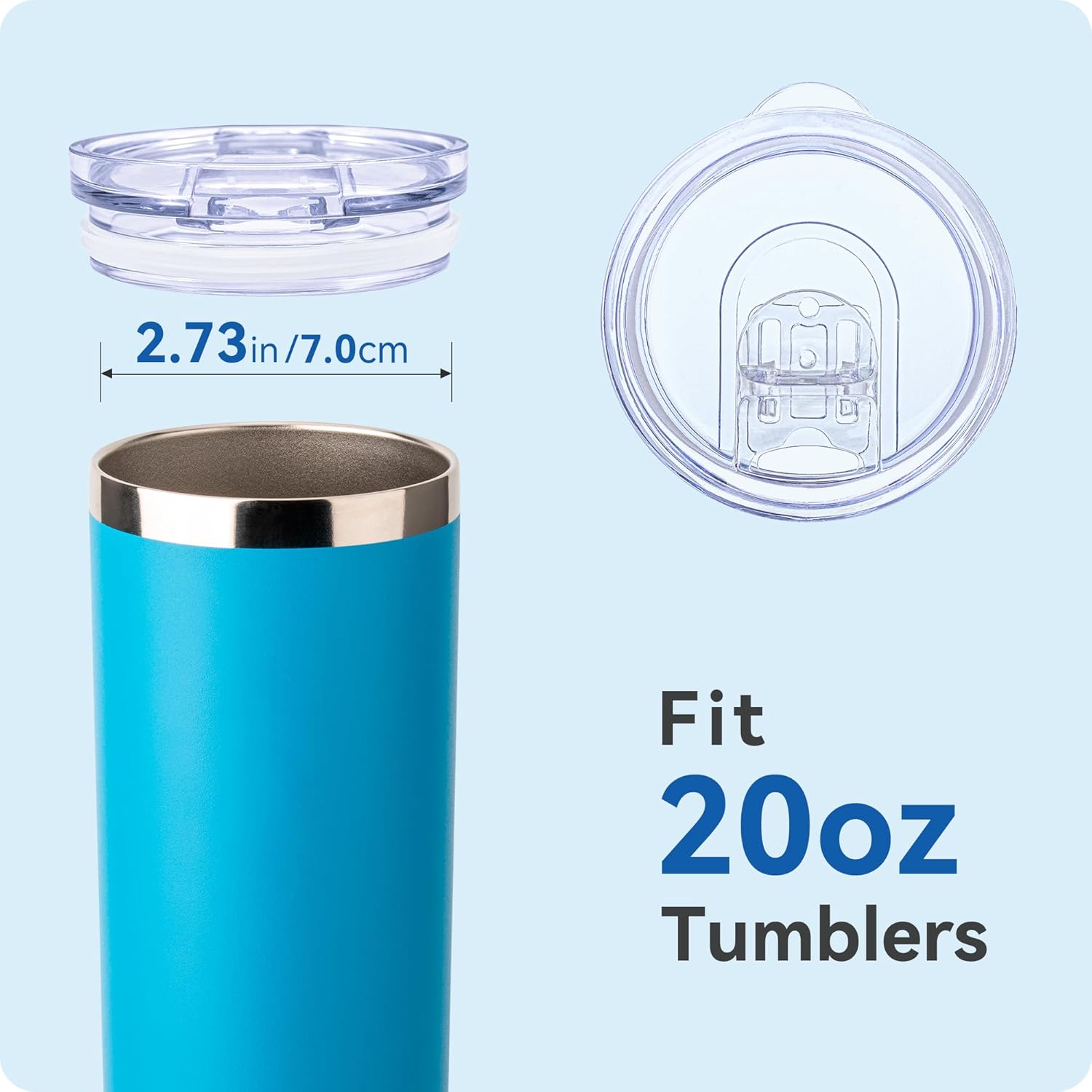 2 Pack 20 oz Skinny Tumble Lids,Replacement Spill Proof Splash Resistant Sliding Cup Covers for 2.73