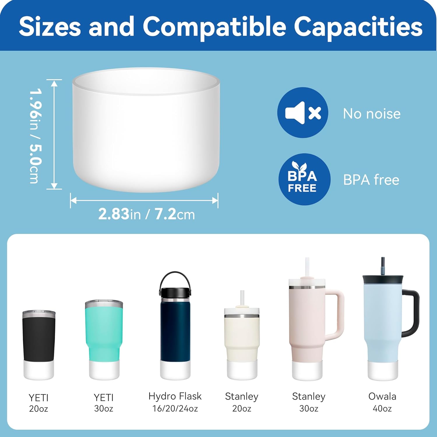 2 Pack Silicone Boot Protector | Compatible with Owala 24/40oz Travel Tumbler, 12oz Insulation & 14oz Flip Water Bottle | Fits 2.75-2.85