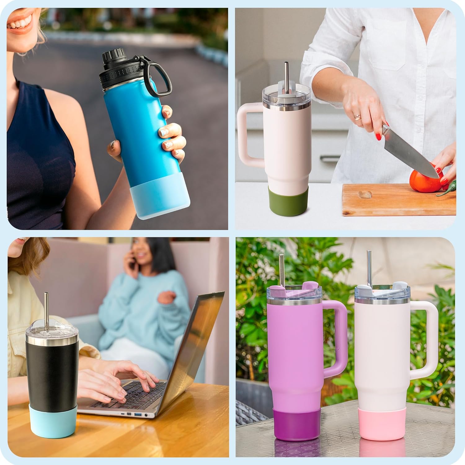 2 Pack Silicone Boot Protector | Compatible with Owala 24/40oz Travel Tumbler, 12oz Insulation & 14oz Flip Water Bottle | Fits 2.75-2.85