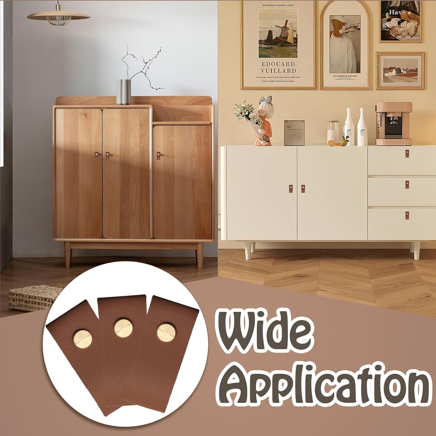 Biaungdo 12 Pack Leather Drawer Pulls, Brown Single Hole Leather Dresser Knobs Leather Pulls Cabinet Door Handle for Kitchen, Cabinet, Drawers, Closet, Dresser, Cupboard - Image 6