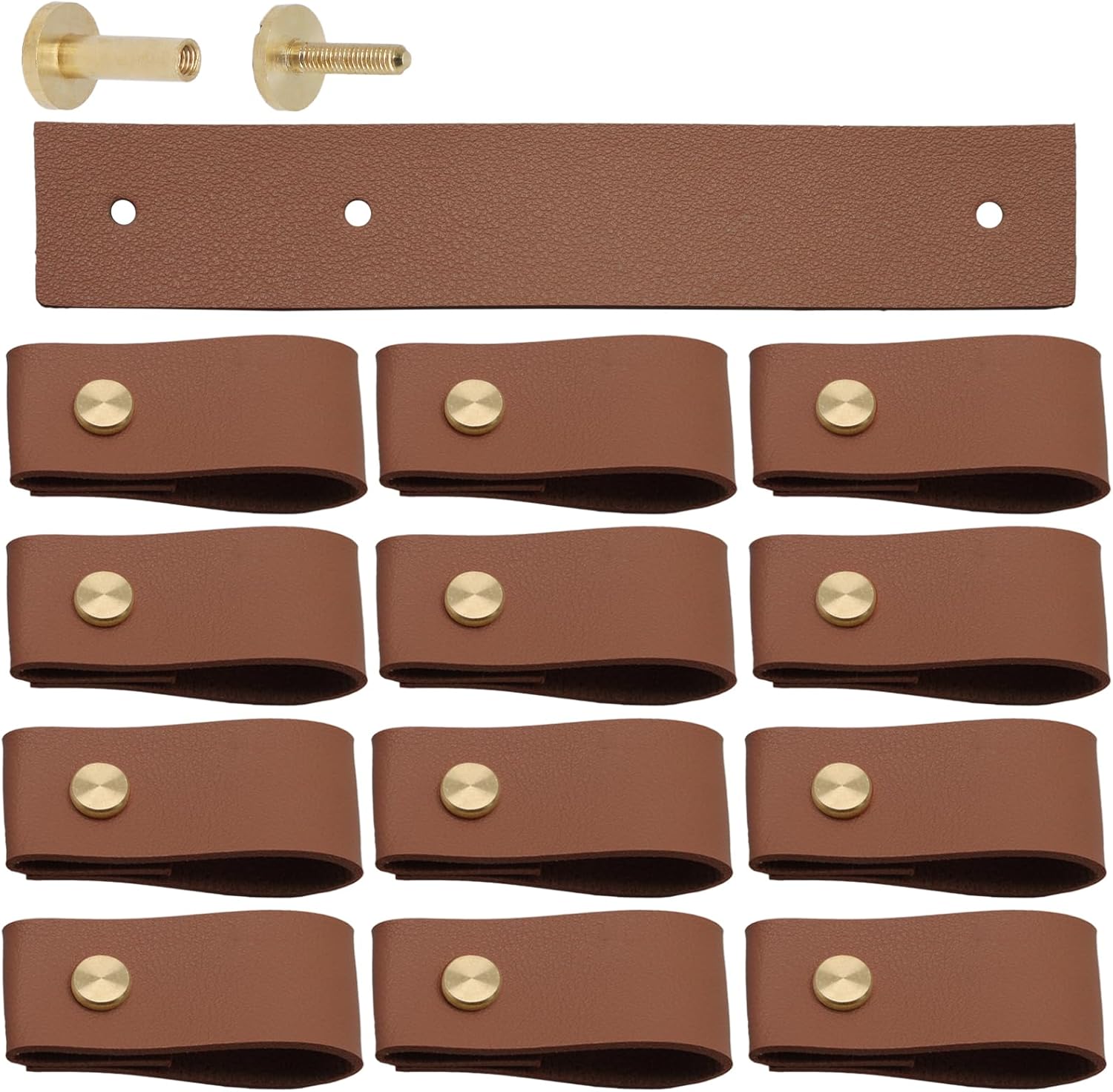 Biaungdo 12 Pack Leather Drawer Pulls, Brown Single Hole Leather Dresser Knobs Leather Pulls Cabinet Door Handle for Kitchen, Cabinet, Drawers, Closet, Dresser, Cupboard - Image 7