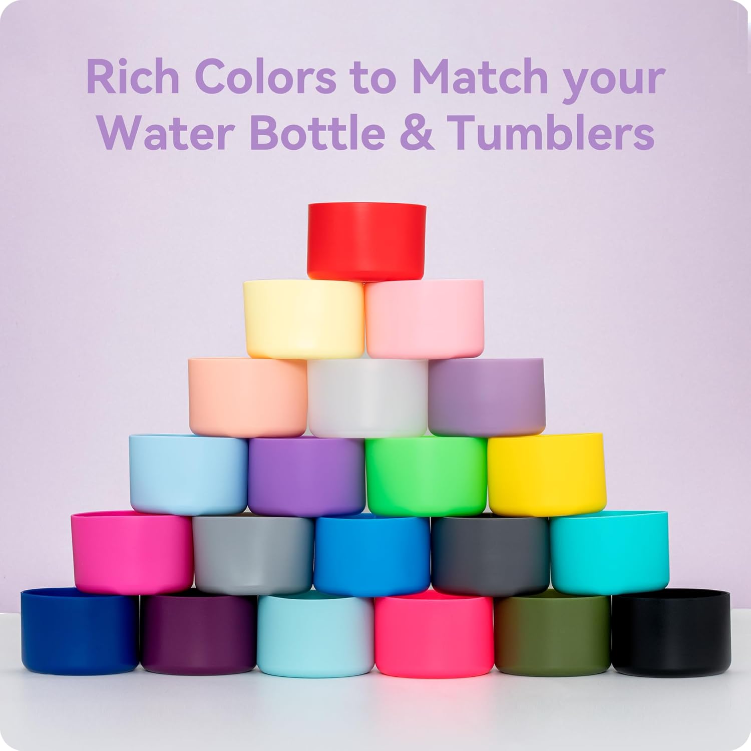 2Pack Silicone Boot Covers | Compatible with Hydro Flask Wide Mouth 20/24oz,Standard Mouth18/ 21/24oz,24oz Travel&2-20oz Water Bottles| 2.75-2.85
