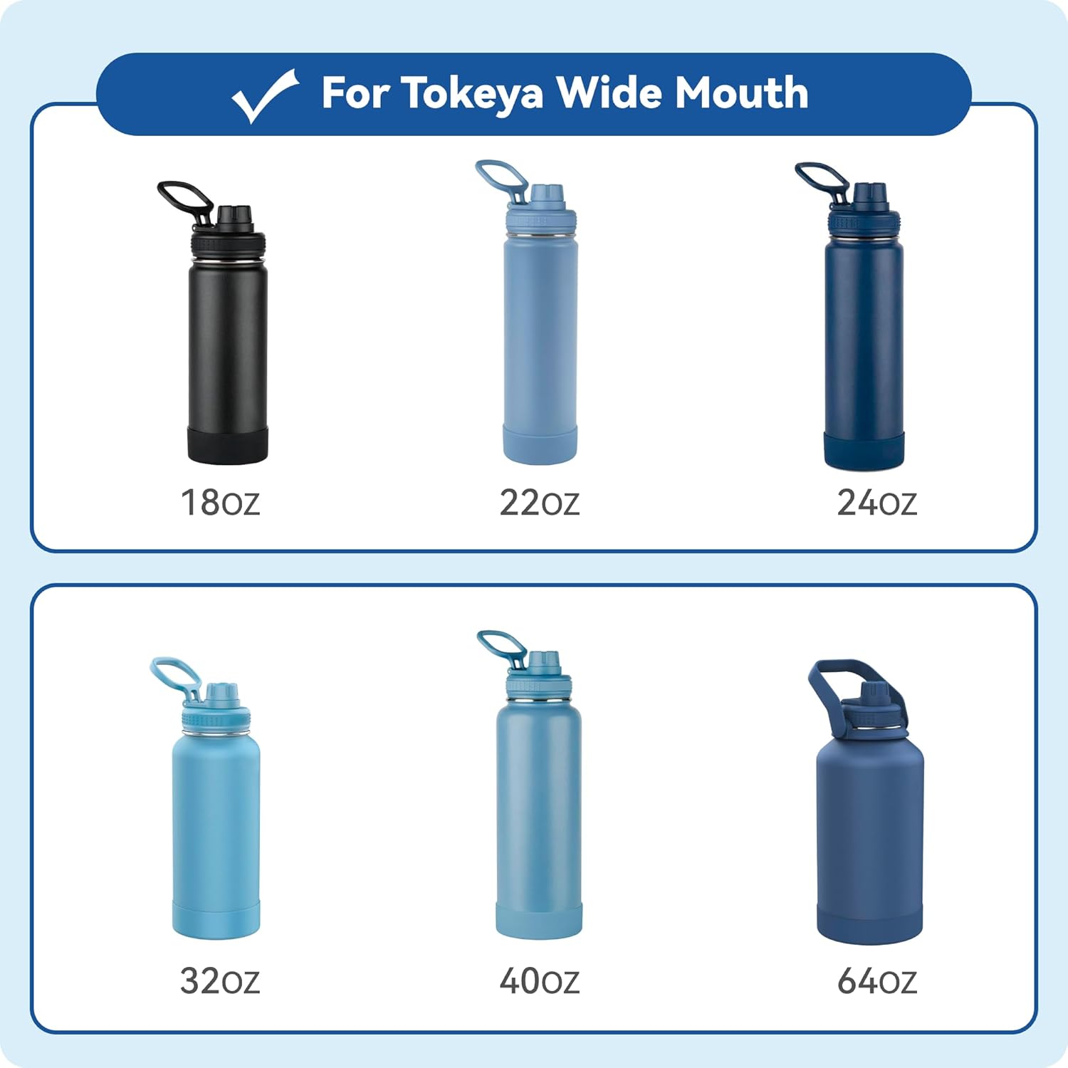 Replacement Spout Lid for Takeya Wide Mouth 18, 22, 24, 32, 40, 64oz, Water Bottle Lid with Carry Handle - Ideal for Gym & Sport - Image 2