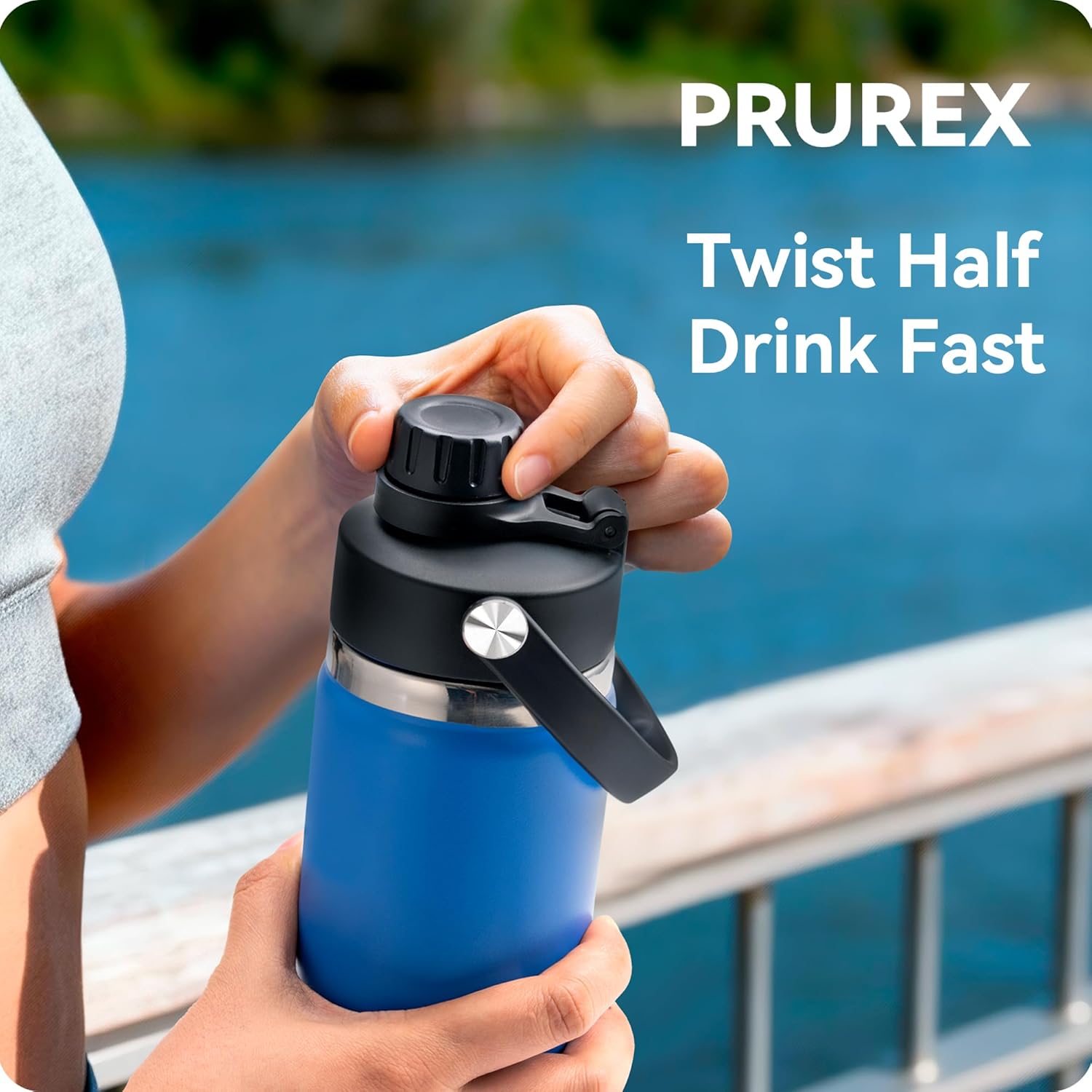 Lid for Hydro Flask Wide Mouth 12/16/18/20/32/40/64 Oz, Replacement Spout Lid Compatible with Hydro Flask Water Bottle, Chug Cap with Flexible Handle - Image 4