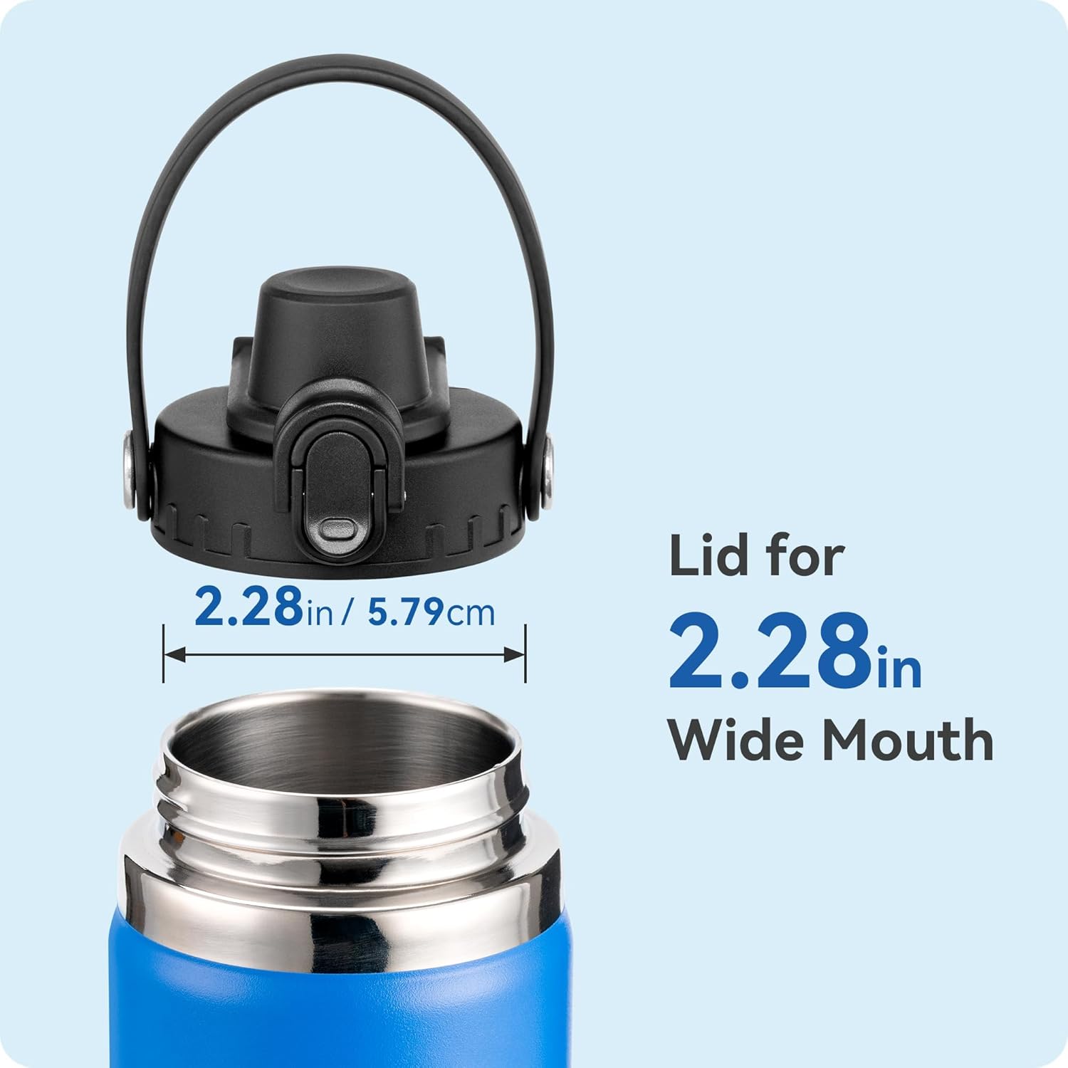 Pop - Up Replacement Lid - Leakproof Spout Cap with Secure Lock, for Hydro Flask, ThermFlask, Takeya & Iron Flask Wide - Mouth Bottles - Image 4