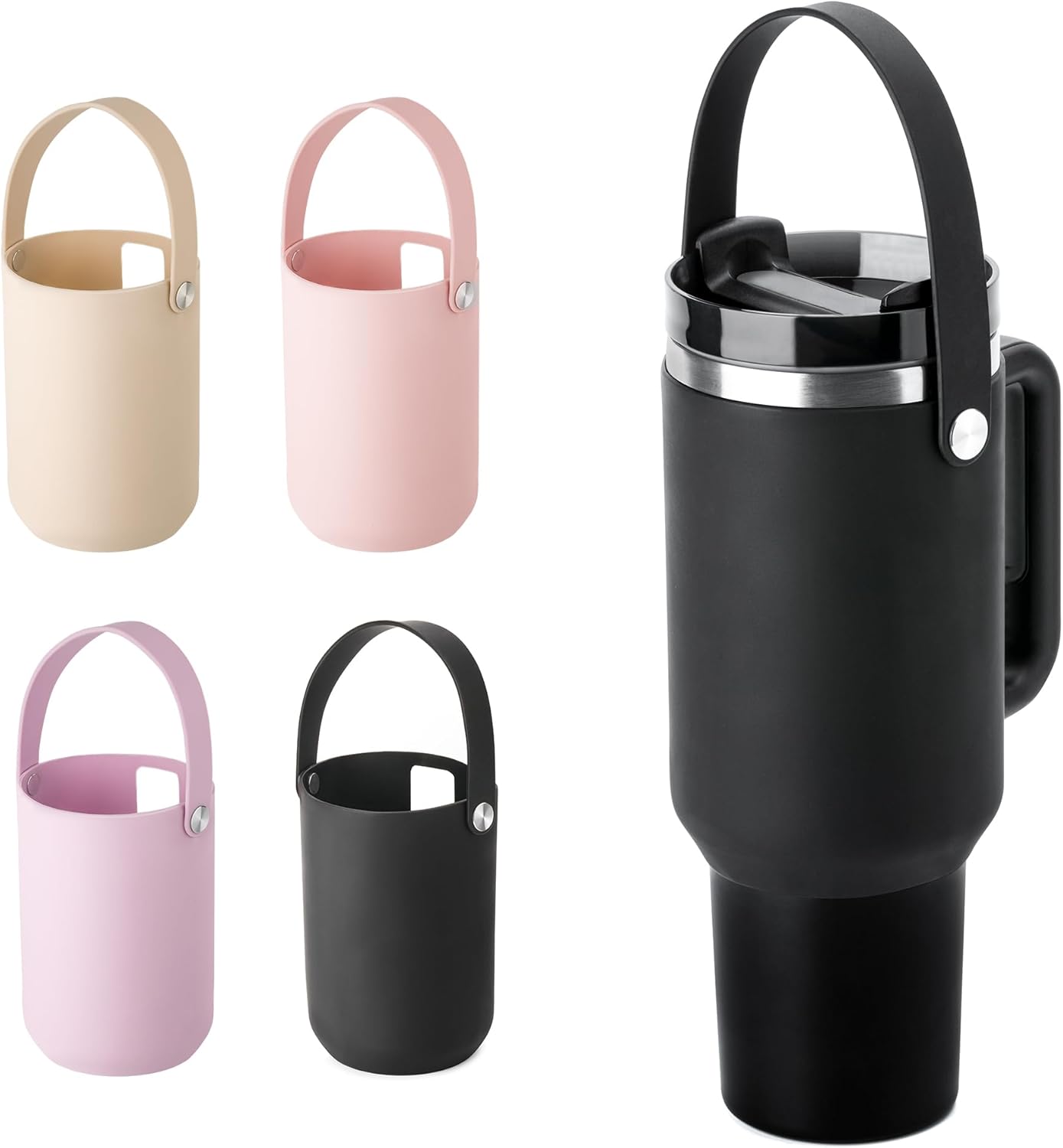 BPA - Free Silicone Carry Handle: Durable Accessory for Stanley Quencher 40oz (Black) - Image 1