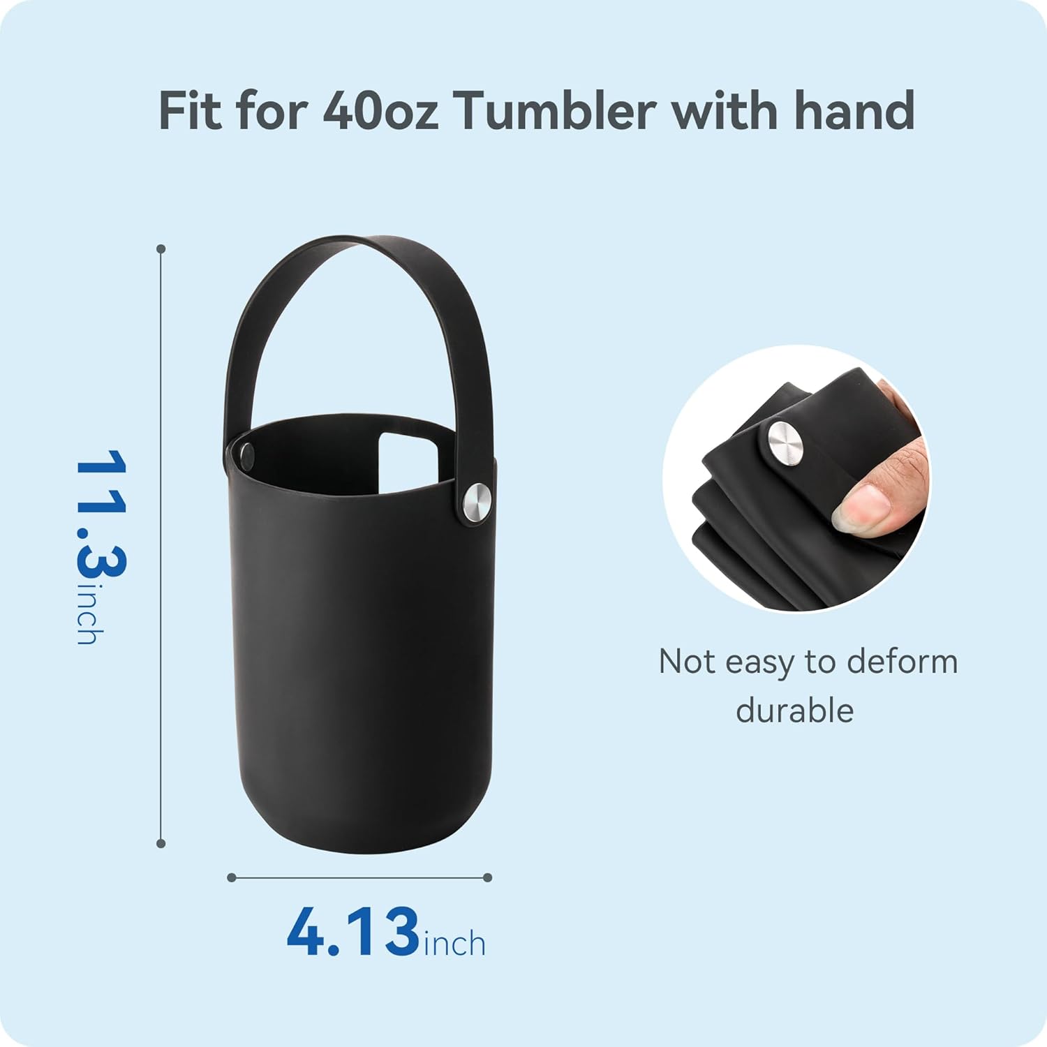 BPA - Free Silicone Carry Handle: Durable Accessory for Stanley Quencher 40oz (Black) - Image 4