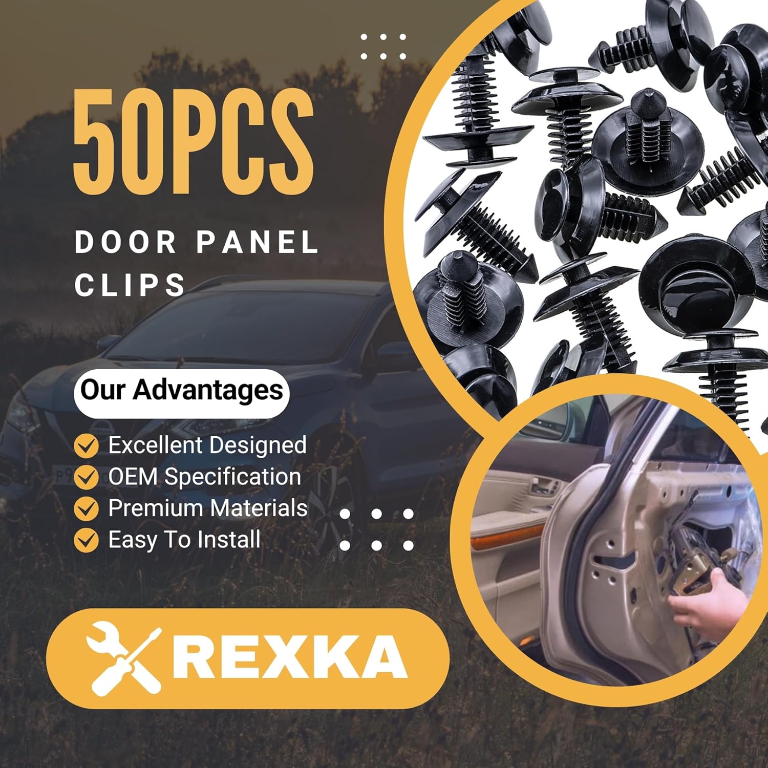 Rexka 50pcs Door Trim Panel Retainers Clips Fastener for Ford N801925-S Lincoln Mercury Bronco F150 Mustang F-250 F-350 - Image 2
