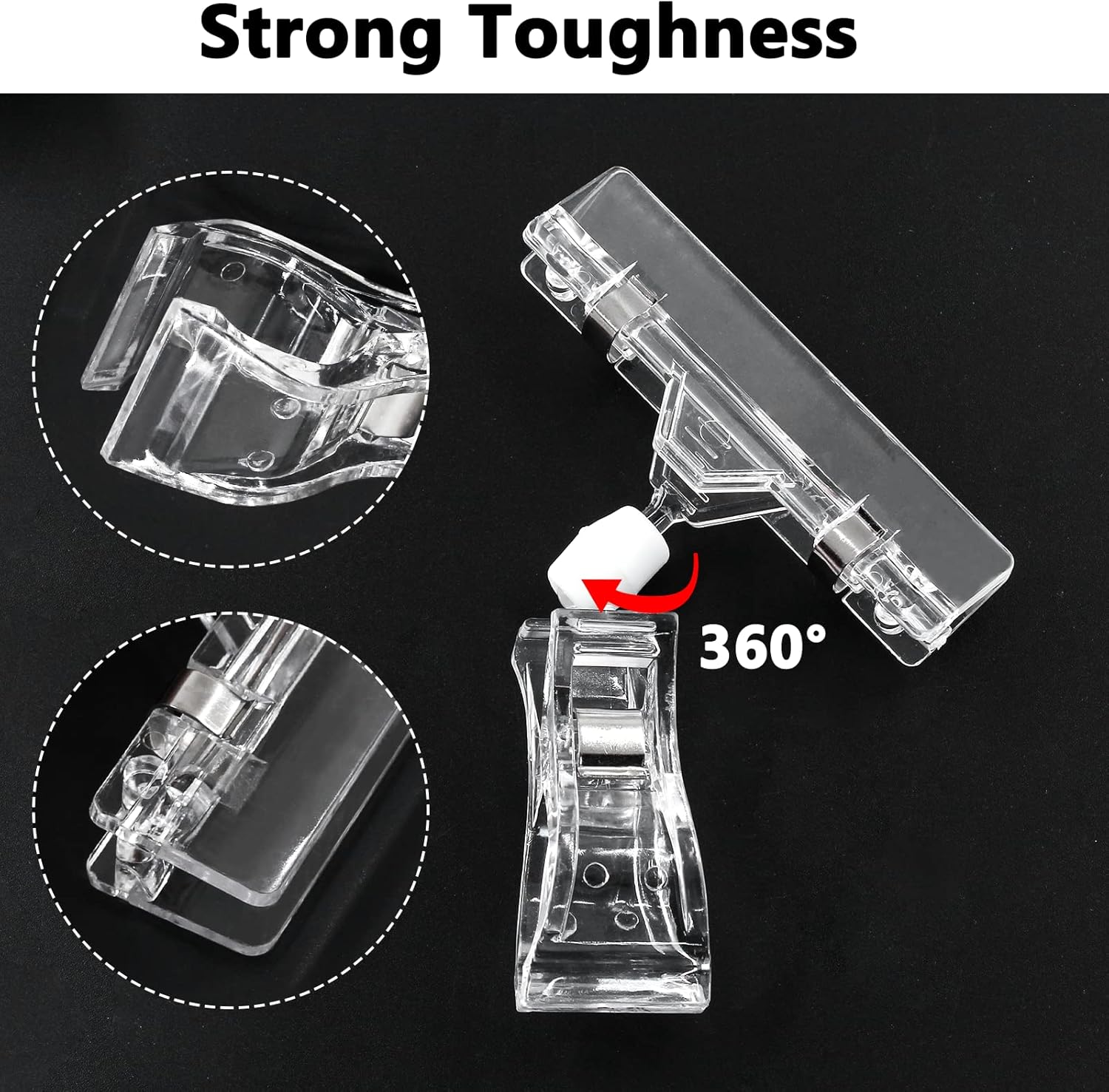 Biaungdo 12 Pcs Rotating Clip Swivel Sign Holder, Clear Rotatable Sign Holder with Double Clip Design, PVC Card Protector for Shelves, Store, Business, Exhibition - Image 4