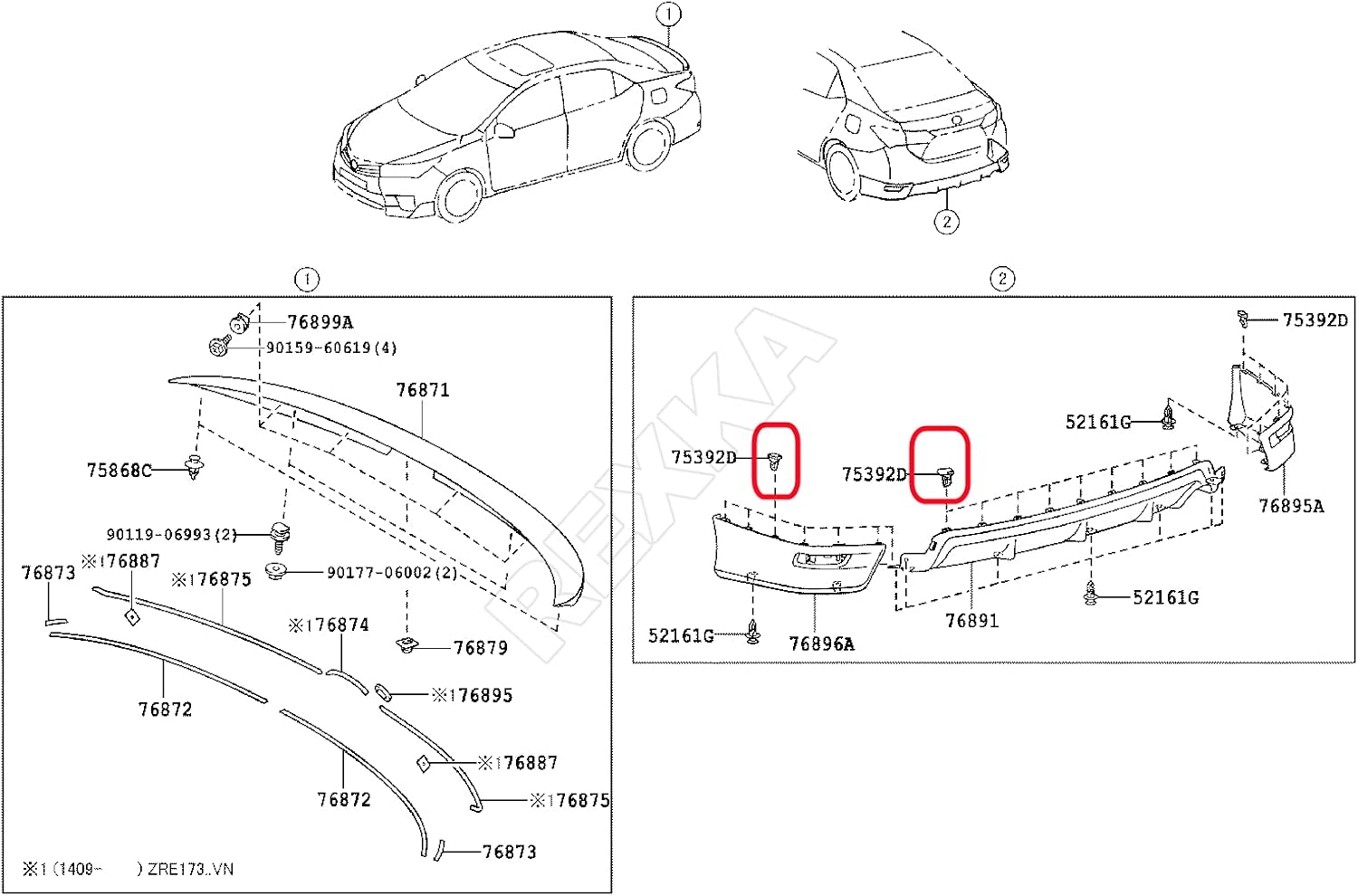 Rexka 25pcs Front & Rear Spoiler Moulding Clip Compatible with Toyota Lexus 75392-35220 4Runner, Camry, Corolla, FJ Cruiser, Highlander, Prius, Prius Prime, Prius V, RAV4 - Image 5