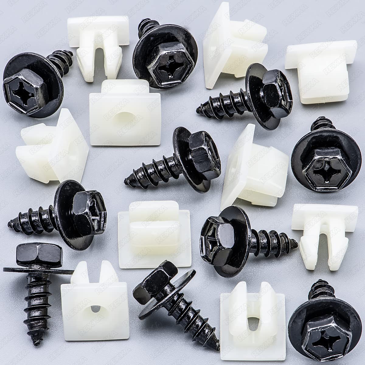 Rexka 10 Sets Bumper Cover Splash Shield Mud Guard Screw Bolt & Nylon Screw Grommet Nuts for Toyota Lexus 90159-60498 RAV4 Avalon Camry Highlander Prius ES300h GS350 - Image 1