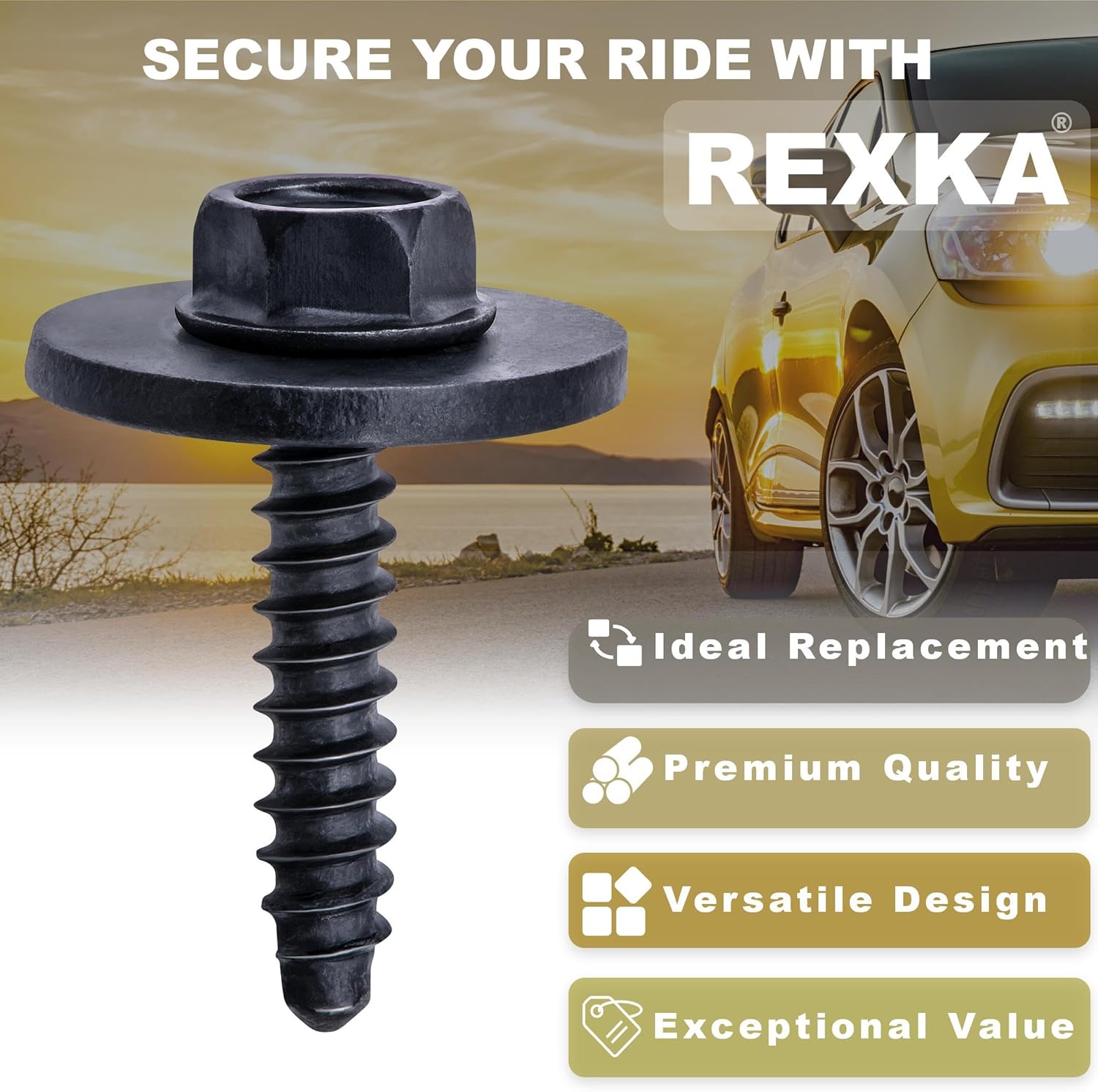 Rexka 15pcs M4.2 Fender Liner Door Trim Panel Wheelhouse Liner Bumper Cover Side Shield Retainer Screw Bolt for Ford W716345S450B Edge Escape F-150 Fusion Mustang Lincoln MKC MKX MKZ W716345-S450B - Image 3