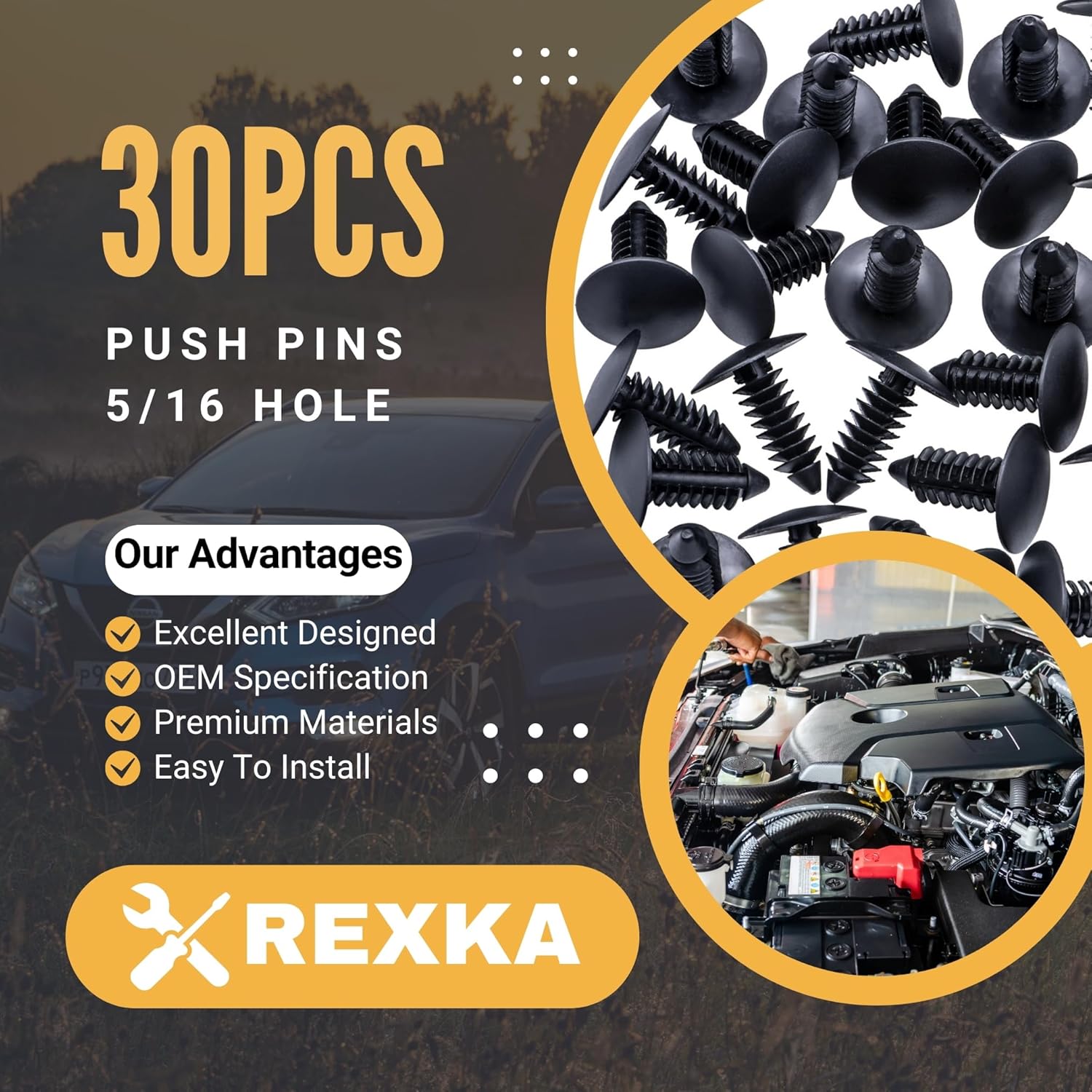 Rexka 30pcs Fender Bumper Shield Fender Liner Push Pin Retainer Clips 6030441 for Jeep Dodge Ram Chrysler - Image 2