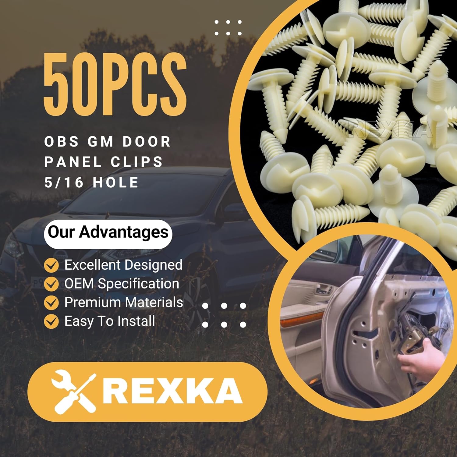 Rexka 50pcs Door Trim Panel Retainer Clip Compatible with GM 363137 Chevrolet Blazer Silverado Truck GMC Yukon - Image 2