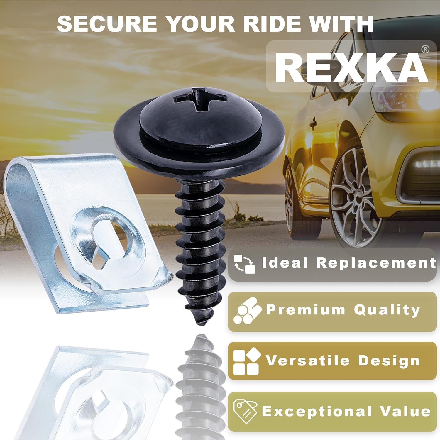 Rexka 15 Sets Fender Liner Splash Shield Screw U Nut Kit for Honda Acura 90308-SB2-013 90114-SE0-000 Accord Civic CR-V Crosstour Element Odyssey Passport Pilot Ridgeline S2000 & More Radiator Support - Image 4