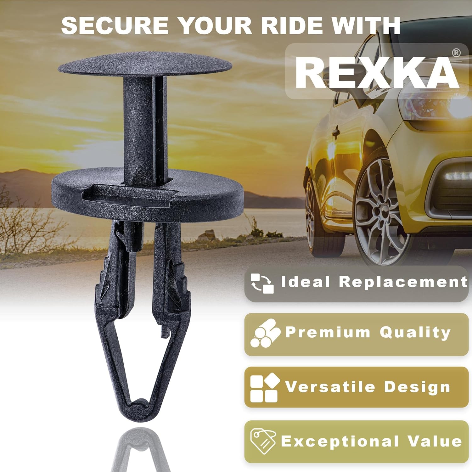 Rexka 30pcs Cowl Grille Bumper Retainers Pins Wheelhouse Liner Rivet Push Type Retainer Clips 17/64