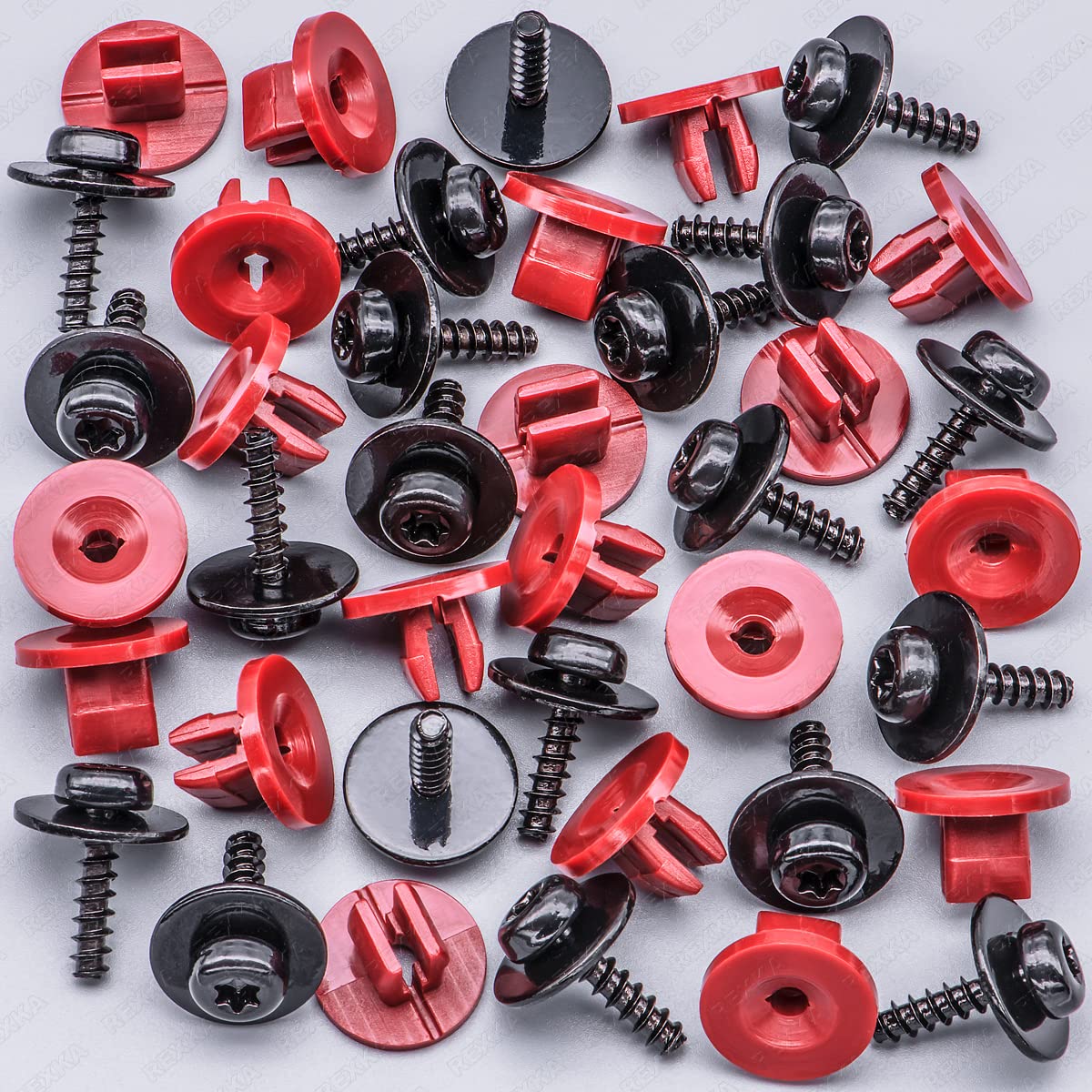 Rexka 20 Sets Engine Splash Shield Screws for Ford - T30 Torx Head Bolts and Grommets for Undertray Engine Fender Liner Deflector Grille for Ford Escape F-150 Edge Focus Fusion C-Max S-Max Lincoln - Image 2