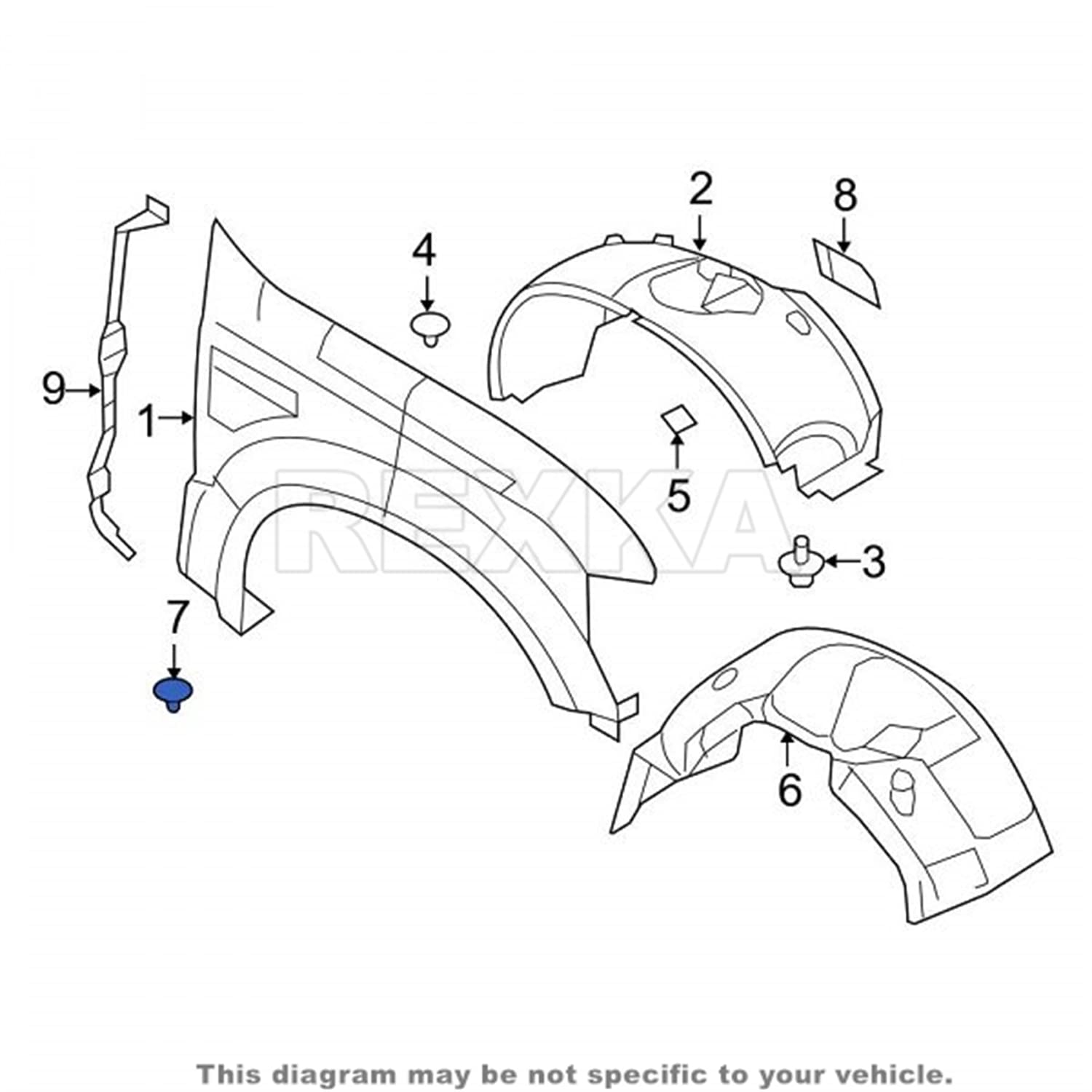 Rexka 20pcs Hood Insulation Fender Liner Retainer Clip for Ford Edge, Escape, Excursion, Expedition, Explorer, Flex, Mustang, Ranger, Taurus N808842S W705002-S300 Chrysler 6504098 - Image 5