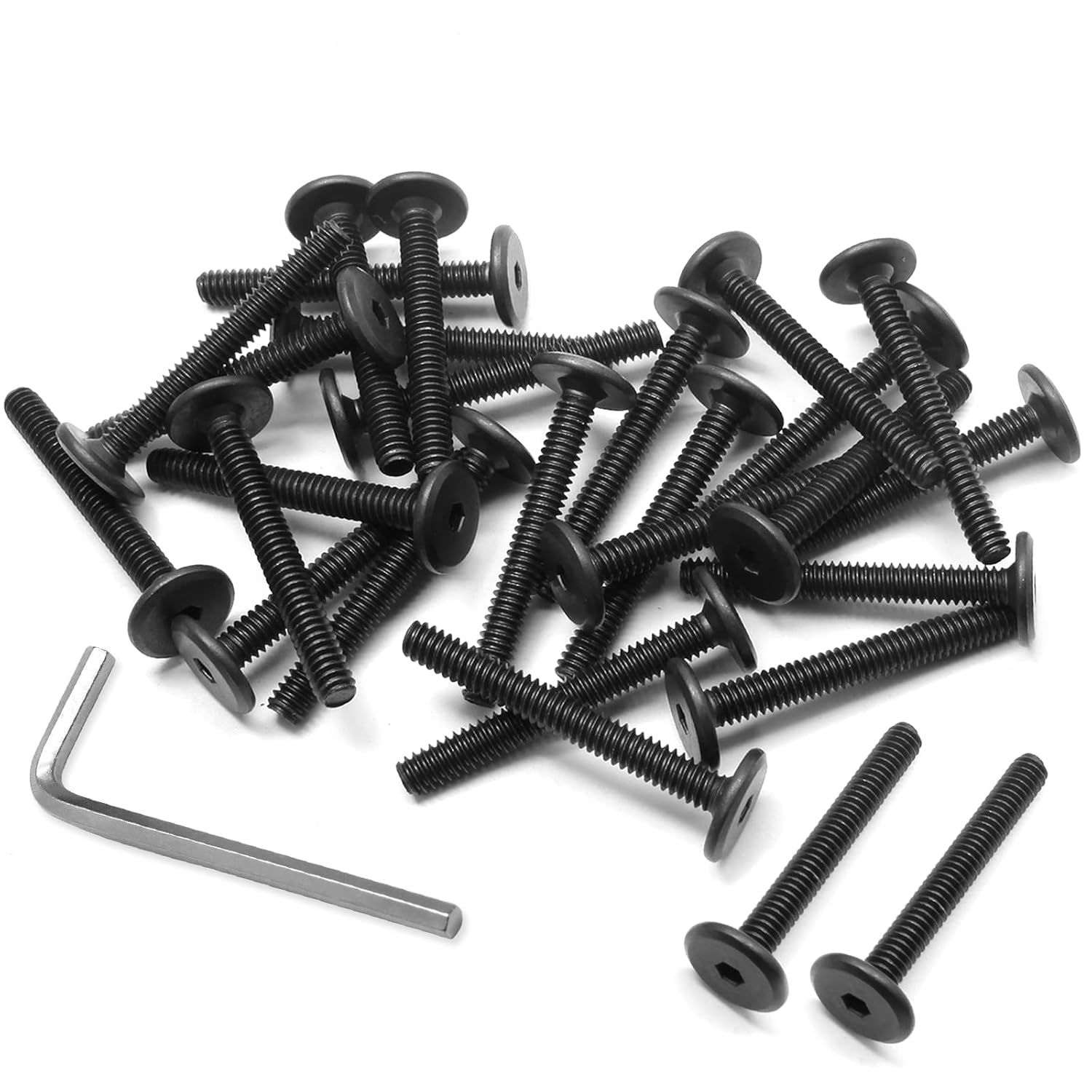 Biaungdo 30 Pcs Flat Head Allen Bolts, 1/4-20 x 2 Inch Black Socket Cap Screws Joint Connecting Bolts Countersunk Screws for Furniture, Fully Threaded - Image 1
