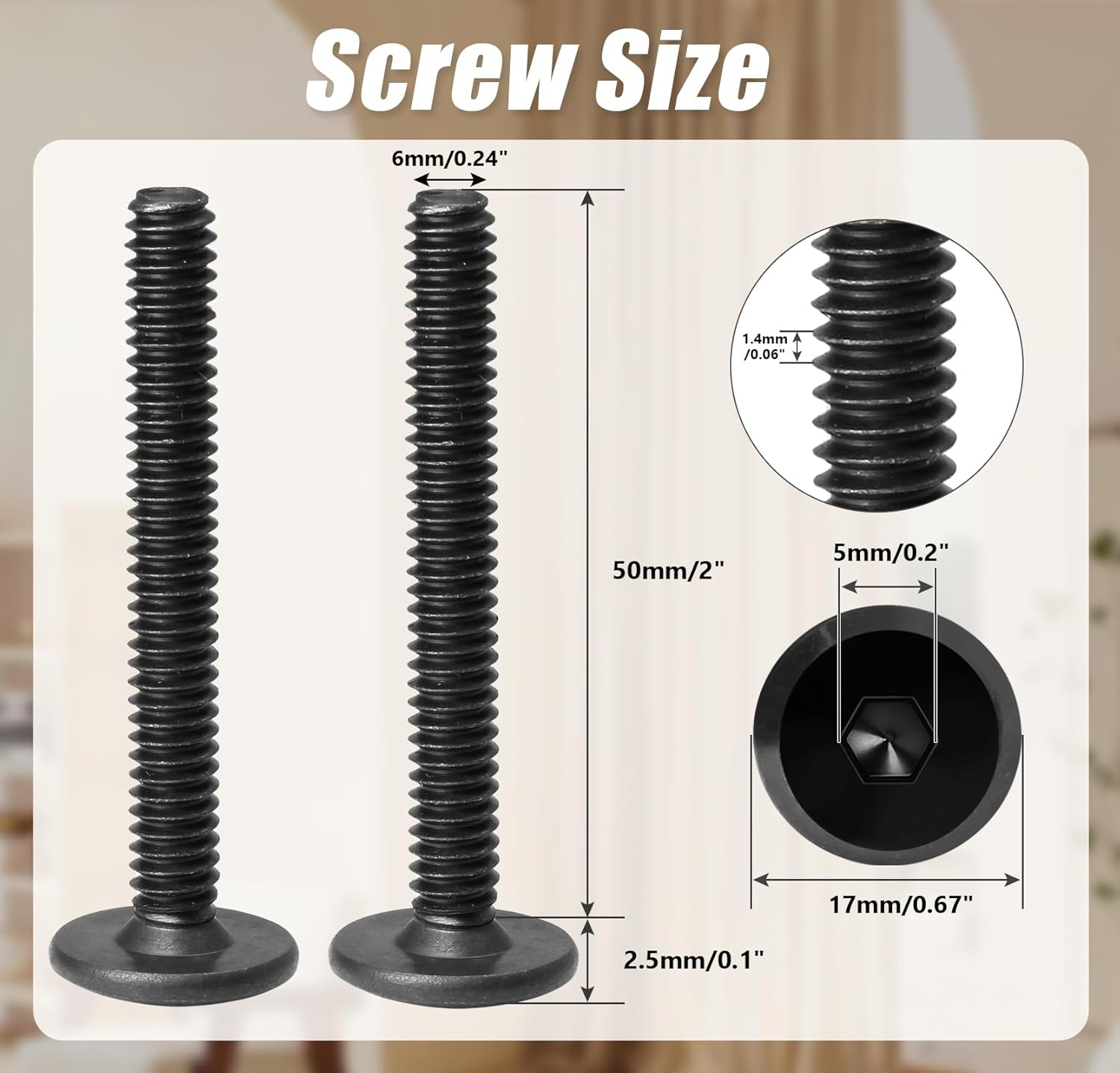 Biaungdo 30 Pcs Flat Head Allen Bolts, 1/4-20 x 2 Inch Black Socket Cap Screws Joint Connecting Bolts Countersunk Screws for Furniture, Fully Threaded - Image 2