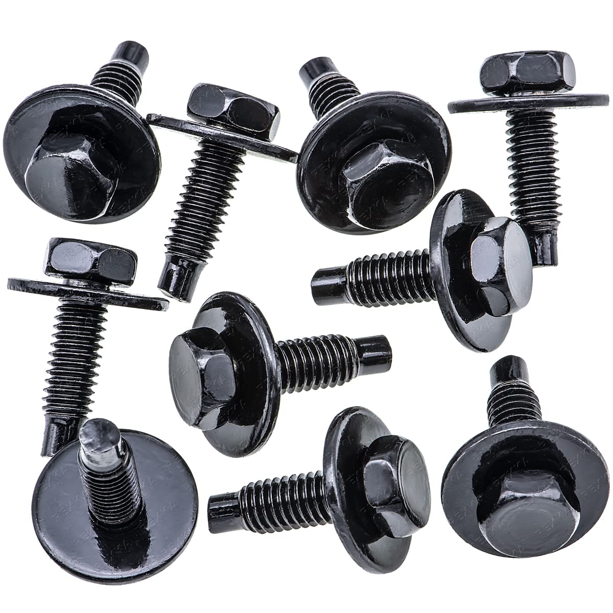 Rexka 10pcs M6-1.0 X 20mm Hex Head Sems Bolt W/Dog Point for Nissan Infiniti 08146-6162H - Multipurpose - Headlamp Fender Liner Splash Shield Bumper Cover Radiator Support Splash Shield - Image 1