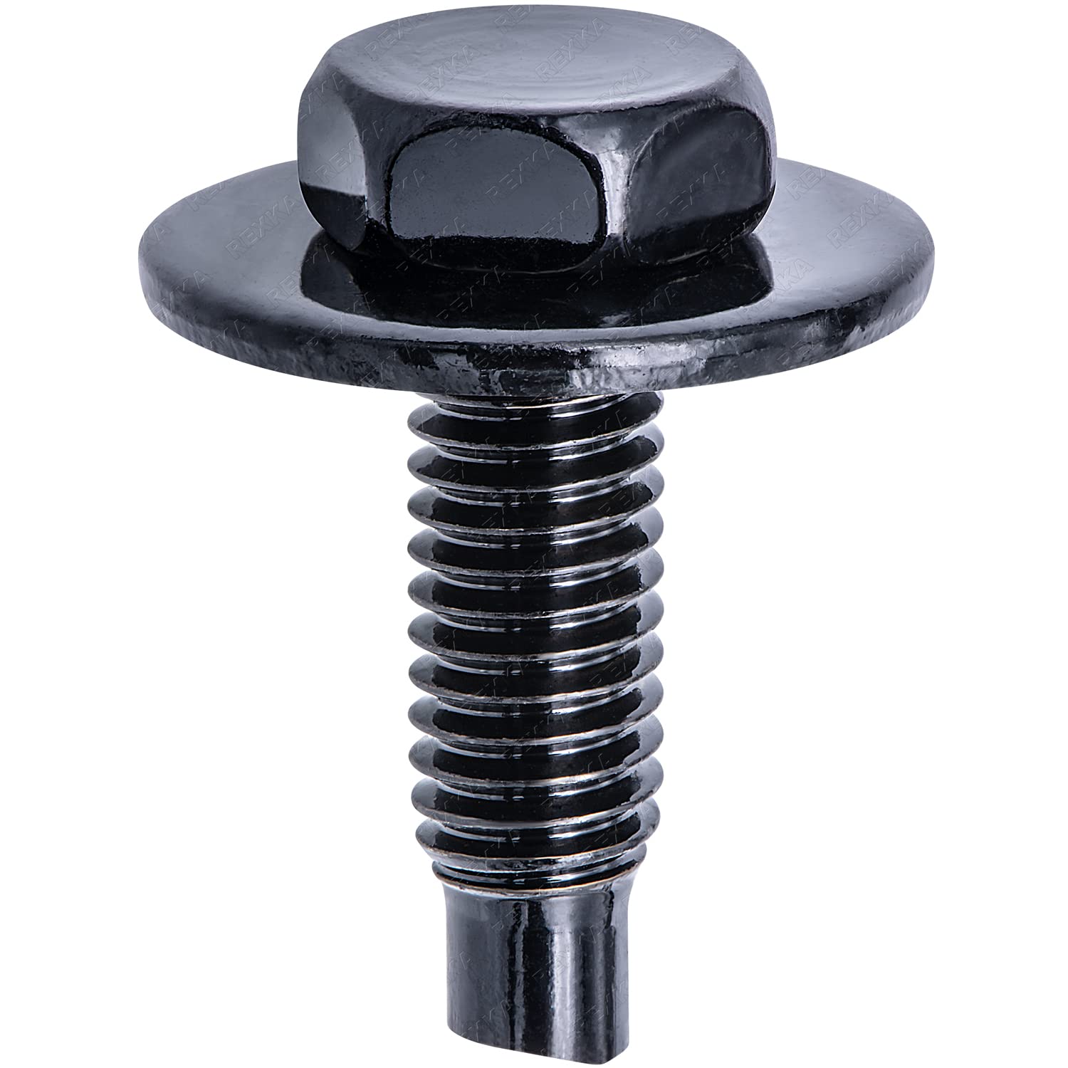 Rexka 10pcs M6-1.0 X 20mm Hex Head Sems Bolt W/Dog Point for Nissan Infiniti 08146-6162H - Multipurpose - Headlamp Fender Liner Splash Shield Bumper Cover Radiator Support Splash Shield - Image 2