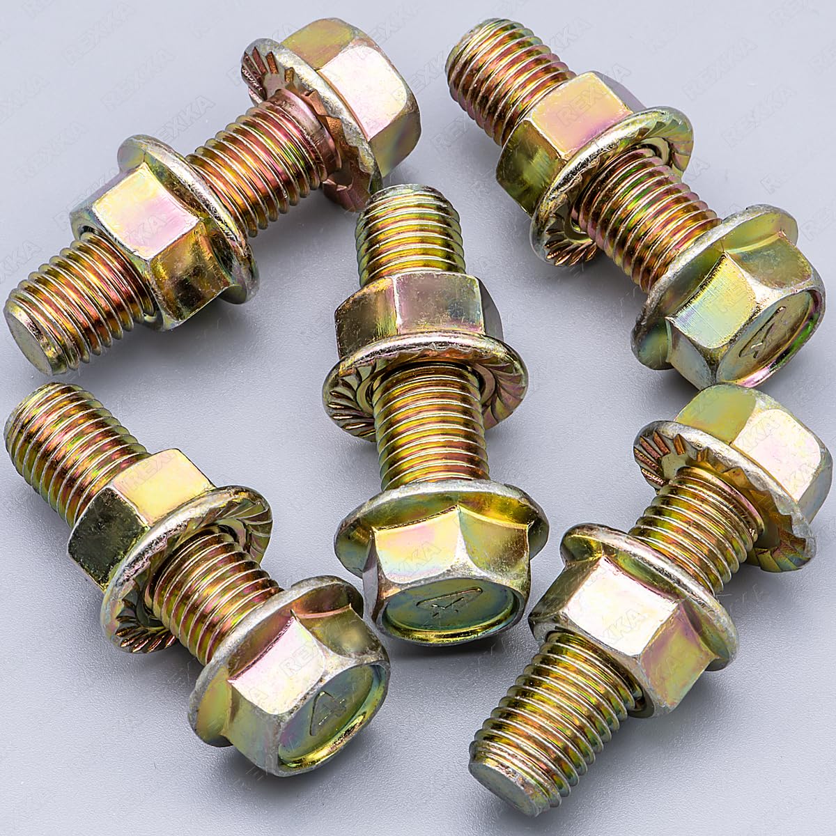 Rexka 5 Sets Exhaust Serrated Flange Spin Nuts Bolts M10-1.25 x 33mm for Toyota Honda 90212-SA5-003 Accord Civic Odyssey Acura - Image 2