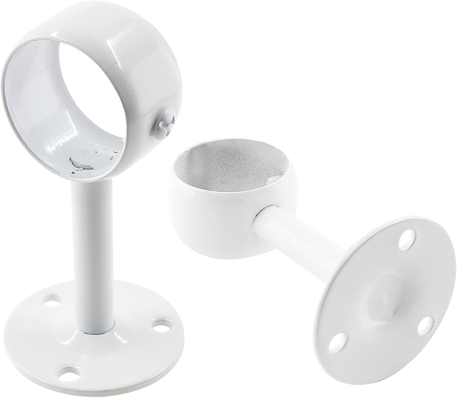 Biaungdo 2 Pcs 1-1/4 Inch Curtain Rod Ceiling-Mount Bracket,Stainless Steel Flange Rod Holder Shower Curtain Closet Rod Holder Ceiling Curtain Rod Brackets with Anchor Screw Kit,White,Locking Design - Image 8