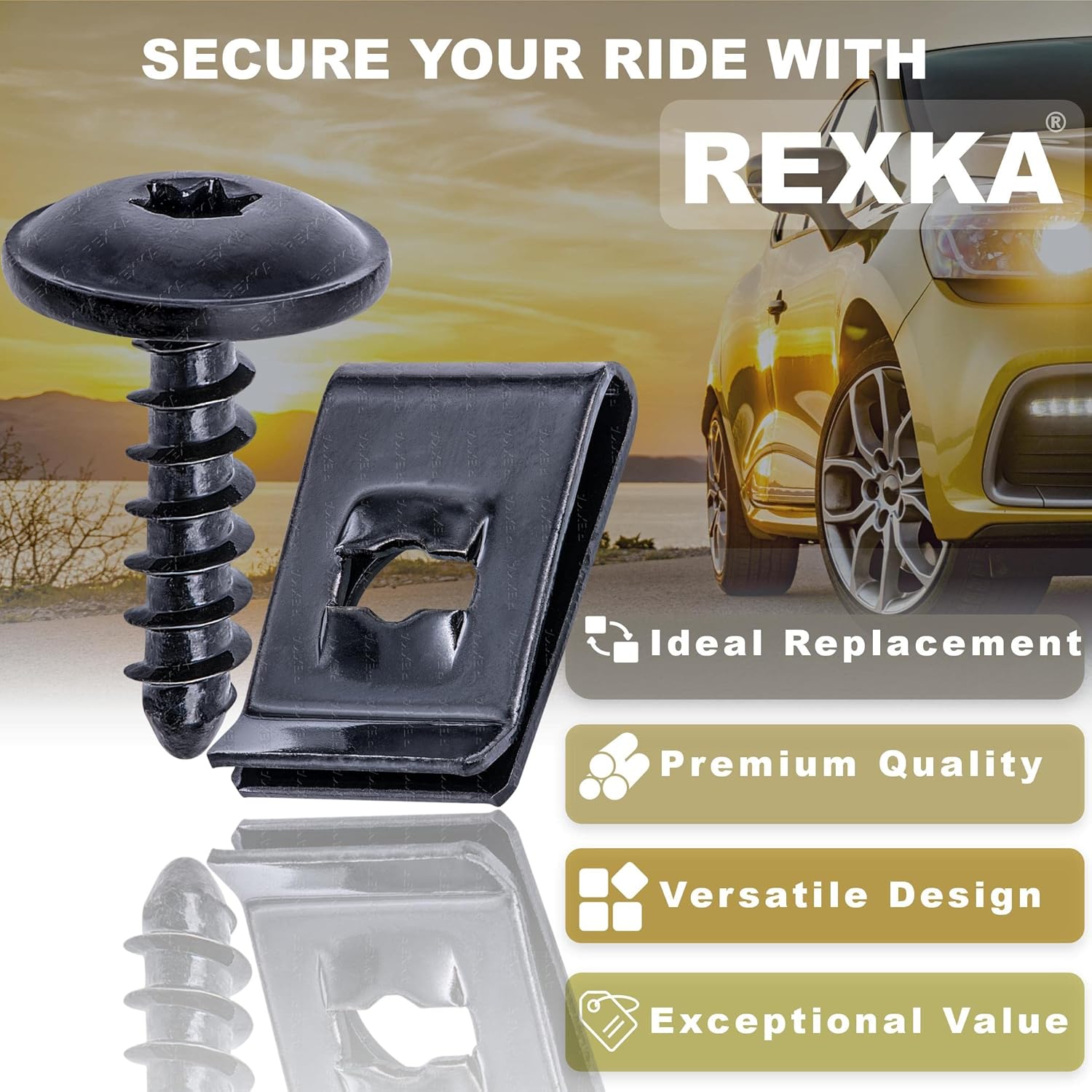 Rexka 20 Sets M5-2.12 x 19mm T25 Torx Fender Liner Splash Guard Under Cover License Bracket Truss Head Tapping Screw Bolt U Nuts Kit for VW Audi Porsche N90892001 N90775001 - Image 2