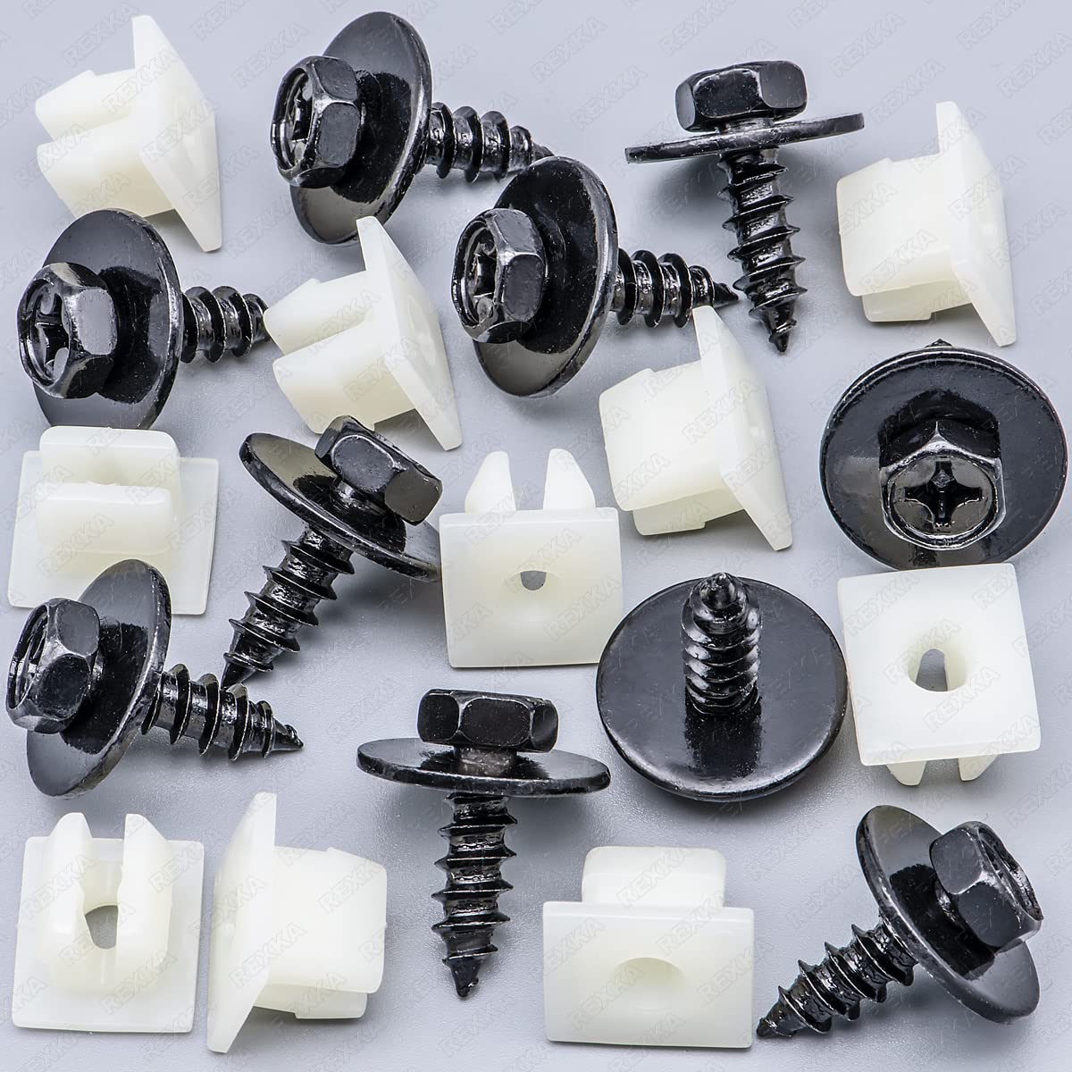 Rexka 10 Sets Bumper Cover Splash Shield Rocker Molding Screw Nut Grommet Kit Fit Toyota 901596-0525 90189-06193 Avalon Camry Highlander Sienna Venza - Image 1