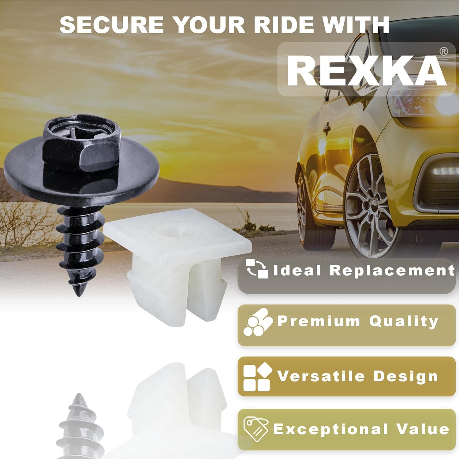 Rexka 10 Sets Bumper Cover Splash Shield Rocker Molding Screw Nut Grommet Kit Fit Toyota 901596-0525 90189-06193 Avalon Camry Highlander Sienna Venza - Image 4