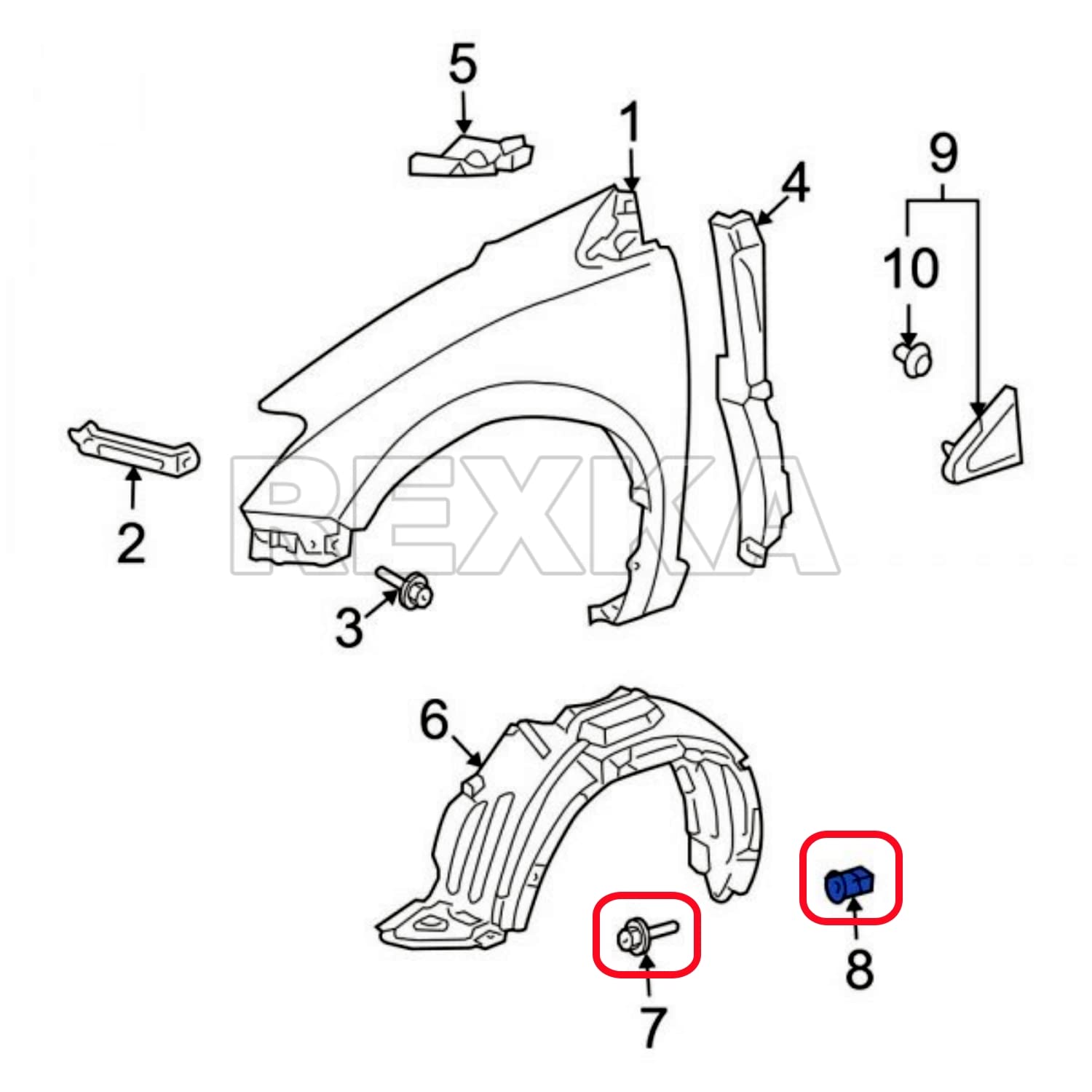 Rexka 15 Sets Fender Liner Bumper Cover Screw Grommet Kits for Toyota Tacoma Tundra Sienna Sequoia 90189-06214 90159-60498 - Image 5