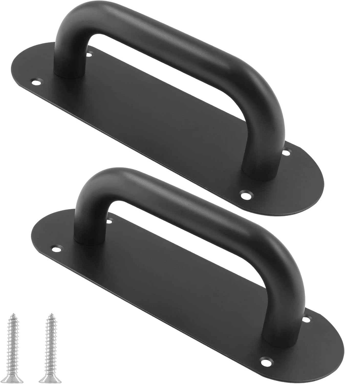 Biaungdo 2 Pack Door Handle Pull Plate, Stainless Steel Door Handle Pull Heavy Duty Barn Door Pull Handles for Sliding Barn Door Kitchen Cabinet, Matte Black (7.8