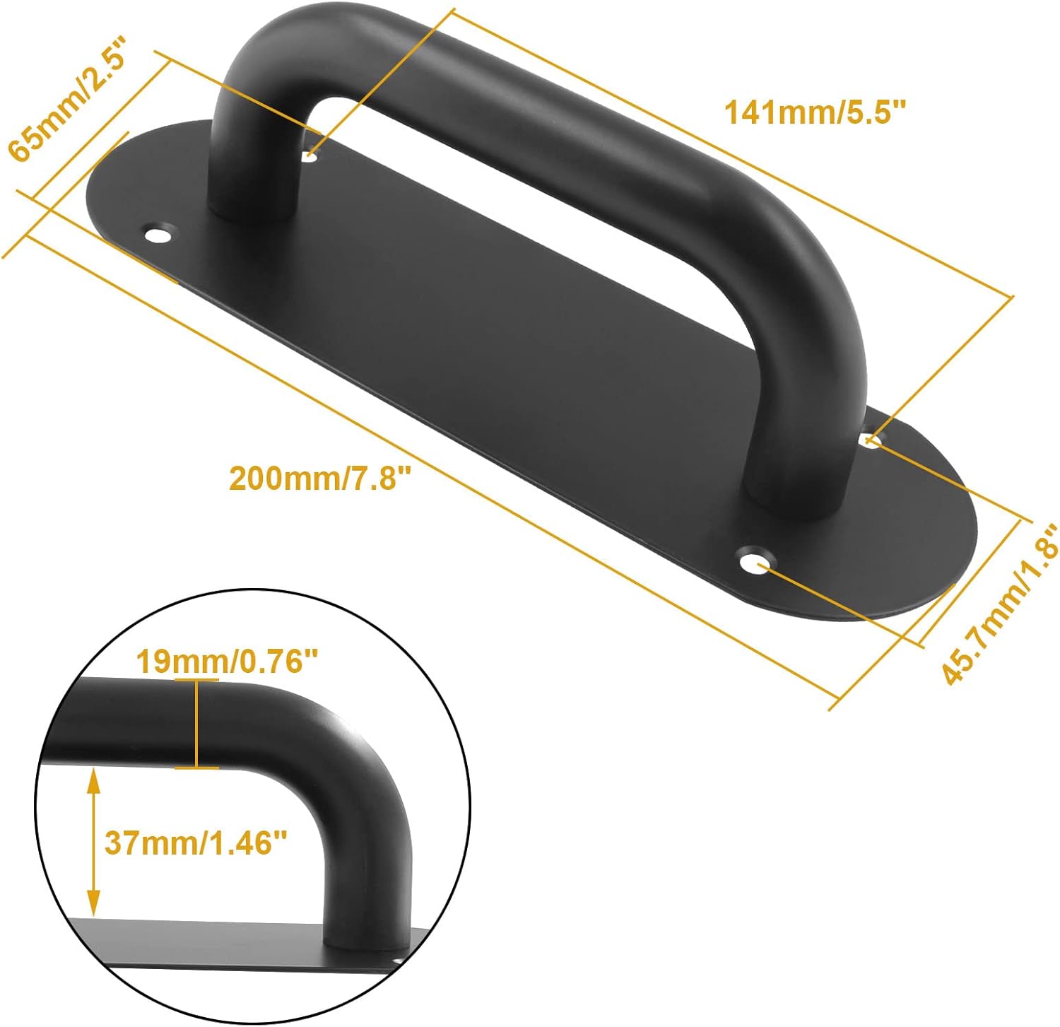 Biaungdo 2 Pack Door Handle Pull Plate, Stainless Steel Door Handle Pull Heavy Duty Barn Door Pull Handles for Sliding Barn Door Kitchen Cabinet, Matte Black (7.8