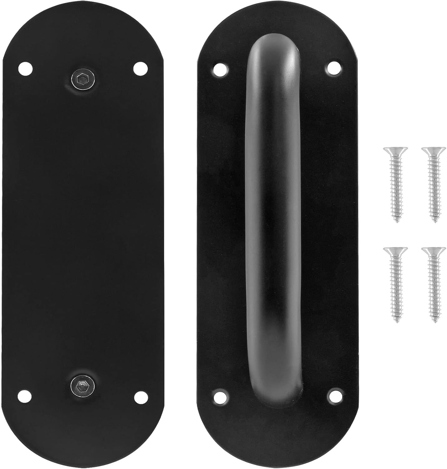 Biaungdo 2 Pack Door Handle Pull Plate, Stainless Steel Door Handle Pull Heavy Duty Barn Door Pull Handles for Sliding Barn Door Kitchen Cabinet, Matte Black (7.8