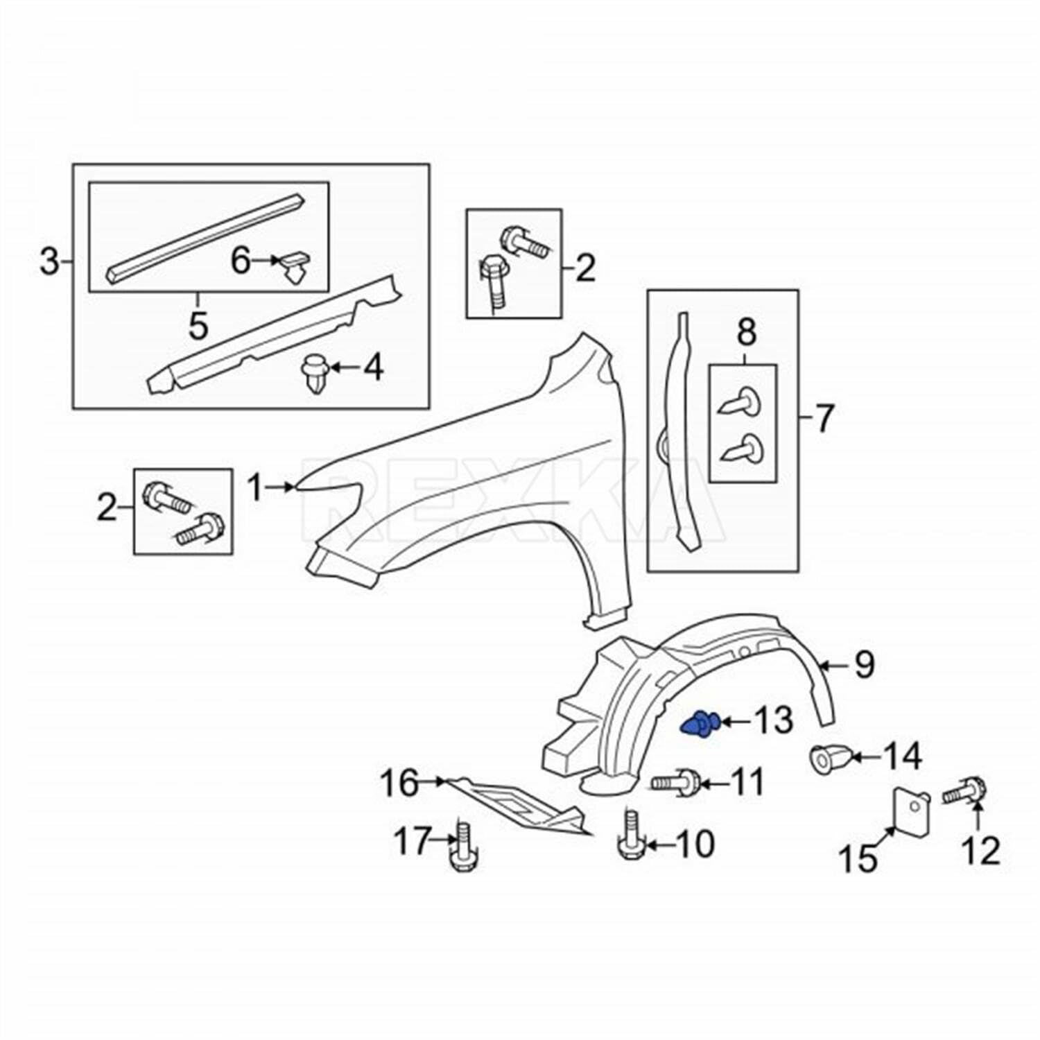 Rexka 30pcs Radiator Splash Shield Front Fender Liner Push-Type Retainer Clips Fasteners for Toyota Lexus 90467-07214 Toyota Splash Guard Clips - Image 5