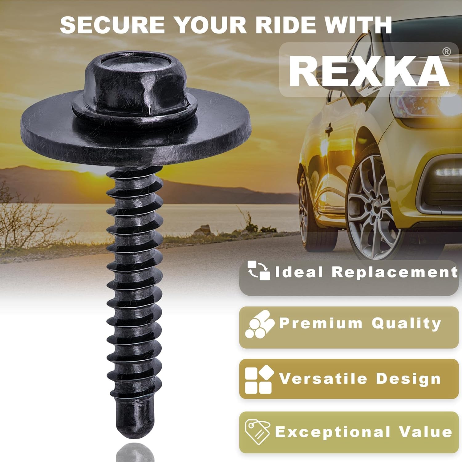 Rexka 10pcs M4.2x1.41x25 Multi-Purpose Bolt for GM Chevy 11547421 -Wheelhouse Liner Bumper Cover Floor Pan Splash Shield Air Deflector Rocker Molding Grille Headlamp Fender Liner - Image 5