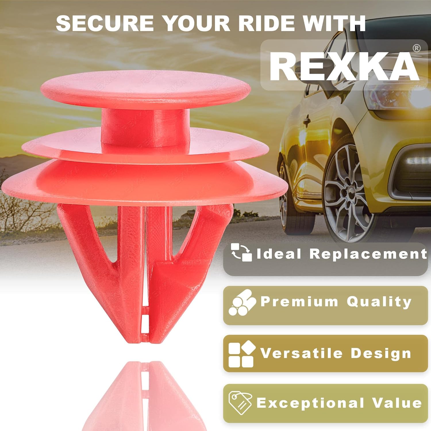 Rexka 20pcs Upper Quarter Trim Lower Overhead Console Clip Red Nylon 90467-09240 for Toyota Lexus Tacoma Camry C-HR Prius - Image 4