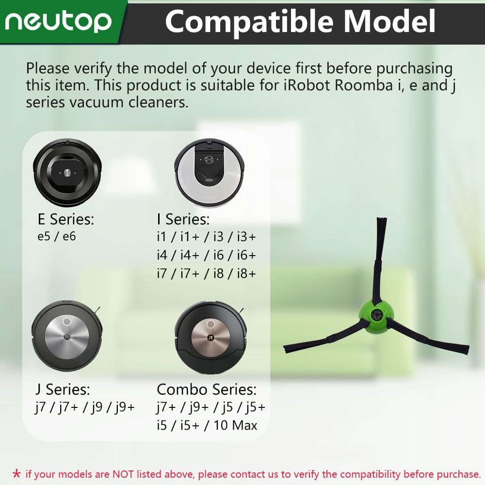 Edge Sweeping Brush Compatible with iRobot Roomba e, i, & j Series e5, e6, i1, i1+, i3, i3+, i4, i4+, i6, i6+, i7, i7+, i8, i8+, Combo j7+, j9+, j5+, i5+ Plus, Combo 10 Max, 9-Pack - Image 2