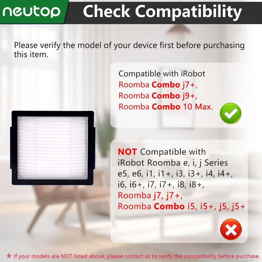 ilter Compatible with iRobot Roomba Combo j7+, Combo j9+, 10 Max, Robotic Vacuum and Mop Replacement ilter Parts, High-Eiency HEPA, 6-Pack - Image 3