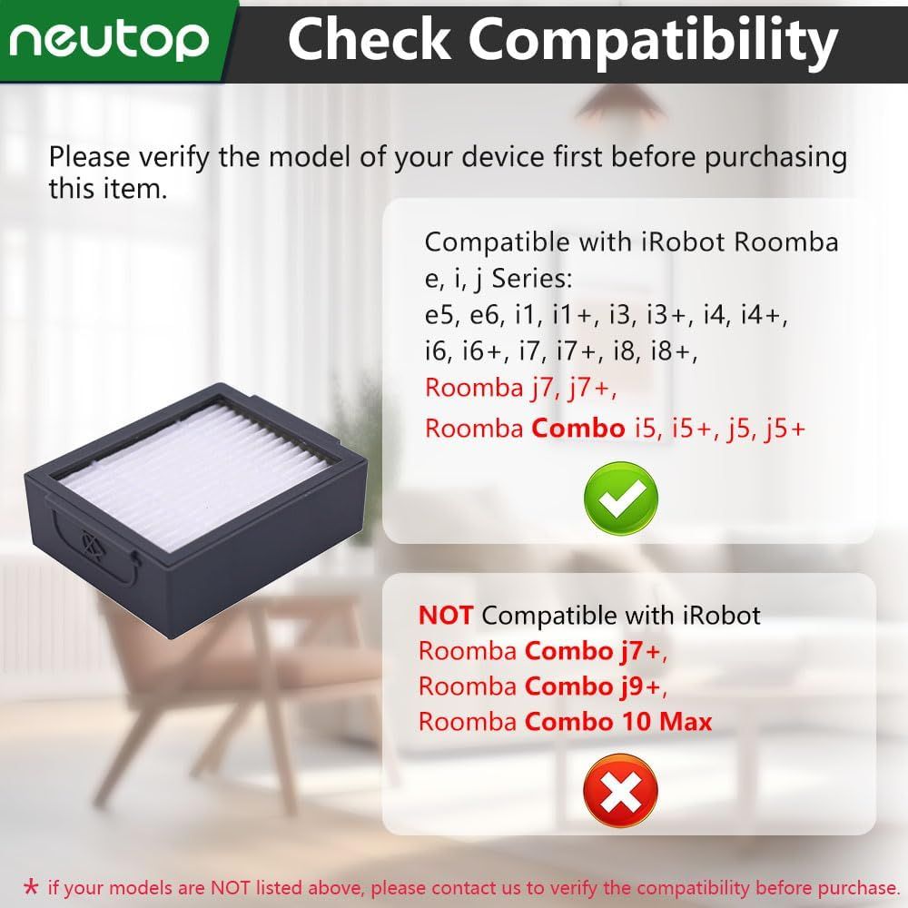 Replacement ilters Compatible with iRobot Roomba e i & j Series E5 E6 i1 i1+ i3 i3+ i4 i4+ i6 i6+ i7 i7+ i8 i8+ j7 j7+ and Combo j5 j5+ i5 i5+ Plus Robot Vacuums, 6-pack - Image 3