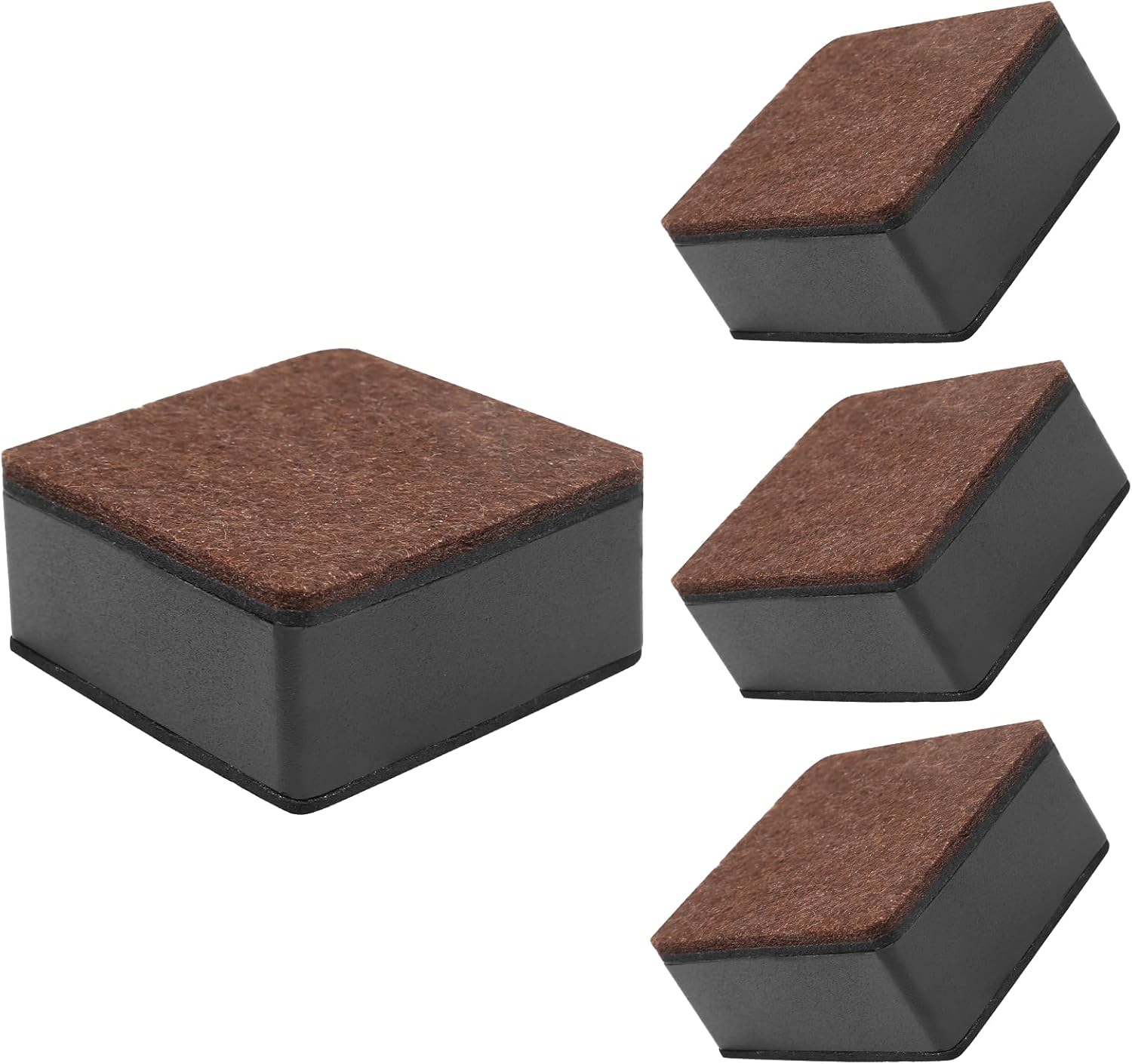 Biaungdo 4 Pcs Self-Adhesive Furniture Risers, Square Furniture Bed Risers, Heavy Duty Carbon Steel Table Sofa Couch Chair Lift Risers with Felt Pad(Add 1.2