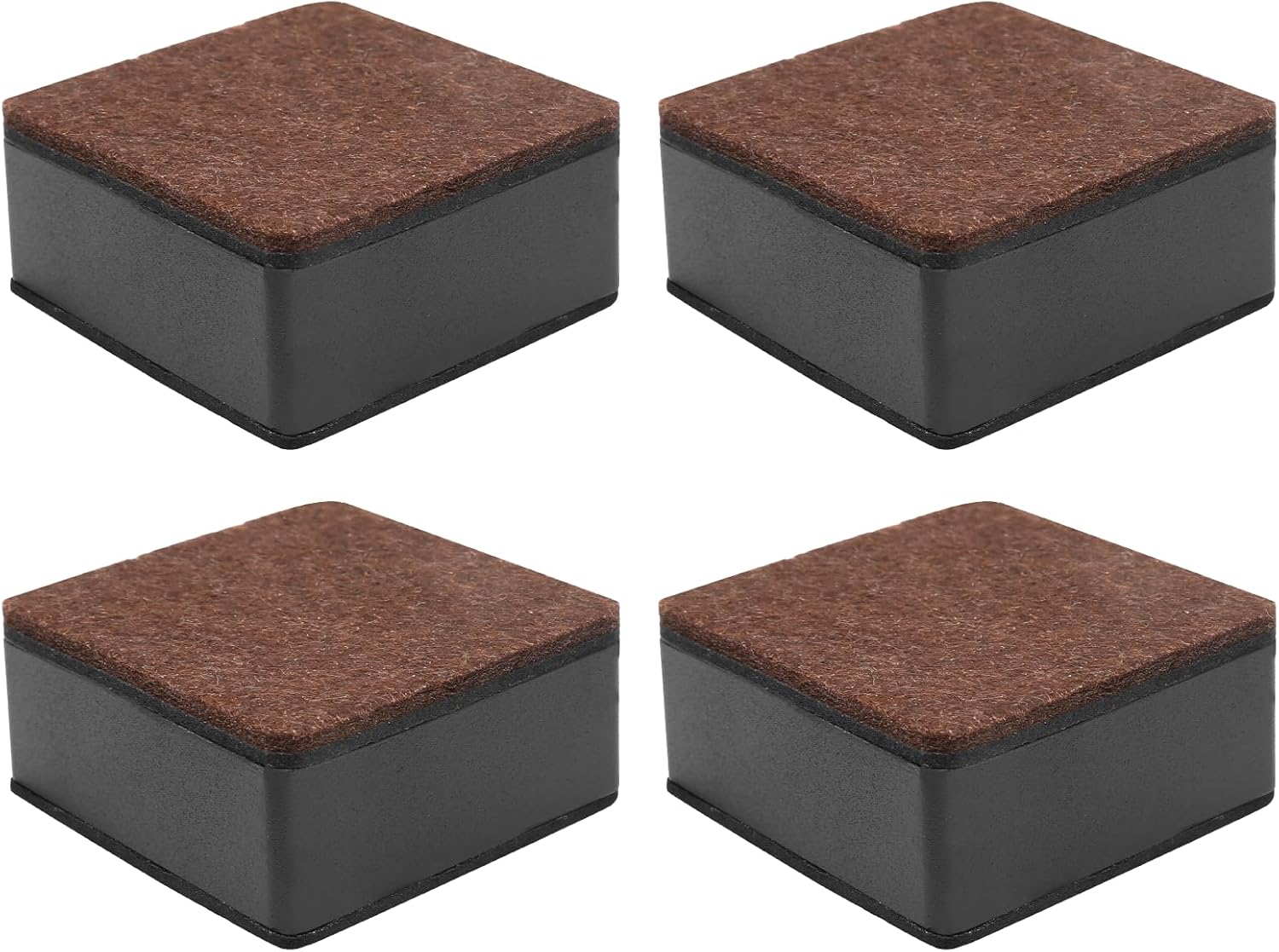 Biaungdo 4 Pcs Self-Adhesive Furniture Risers, Square Furniture Bed Risers, Heavy Duty Carbon Steel Table Sofa Couch Chair Lift Risers with Felt Pad(Add 1.2