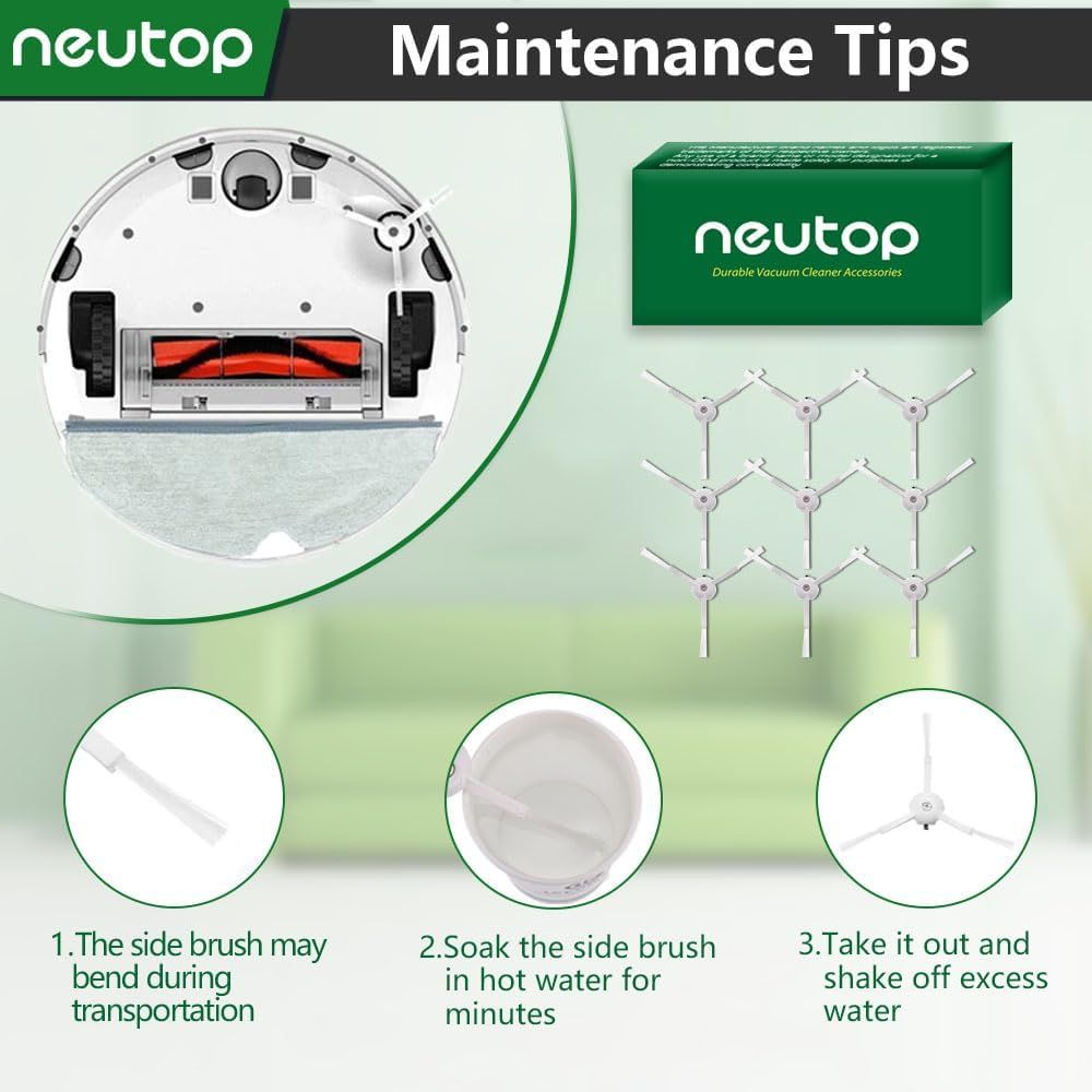 Replacement Side Brush, Compatible with  S8, S8+ Pro Ultra, Q Revo, Q5, Q7, Q8 Max, S7 Max Ultra, S7 MaxV, S6, S6 Pure, S5, S4, E4, E20, E25, E35, S50 Robot Vacuum, 9-Pack - Image 6